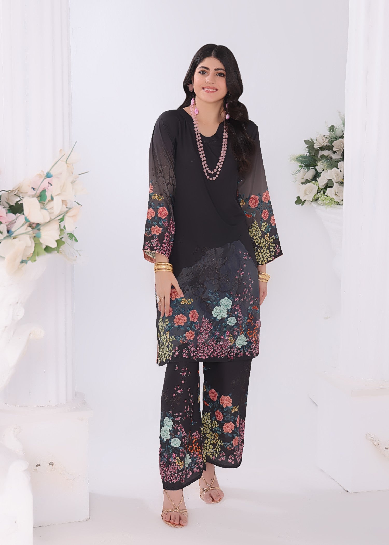 poly lawn Co Ord Sets in Black, slate black