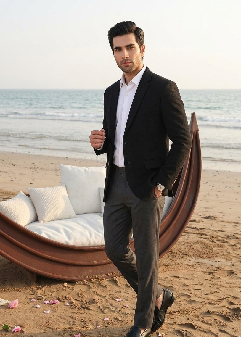 wool Blazer in Black