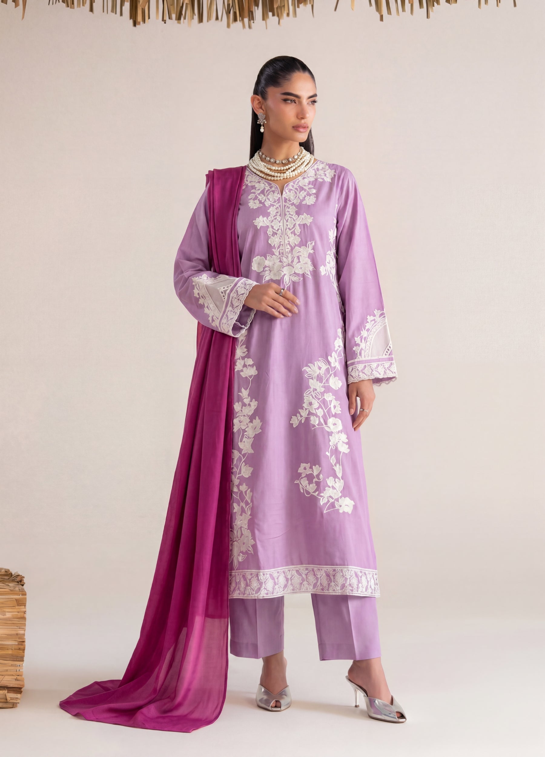 linen Kurta Set in Bubblegum