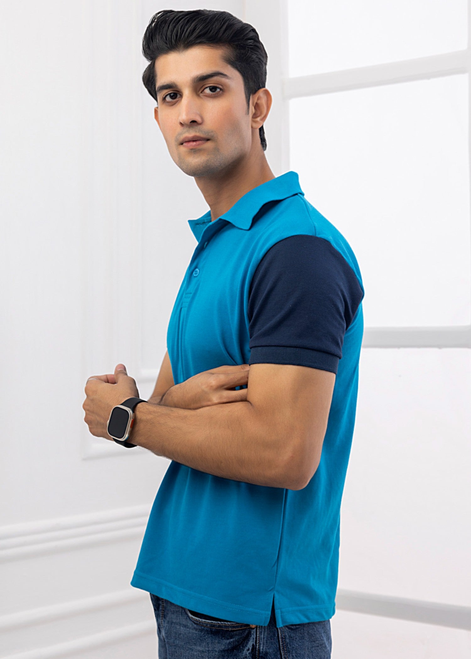 cotton pique Polo Shirt in Blue