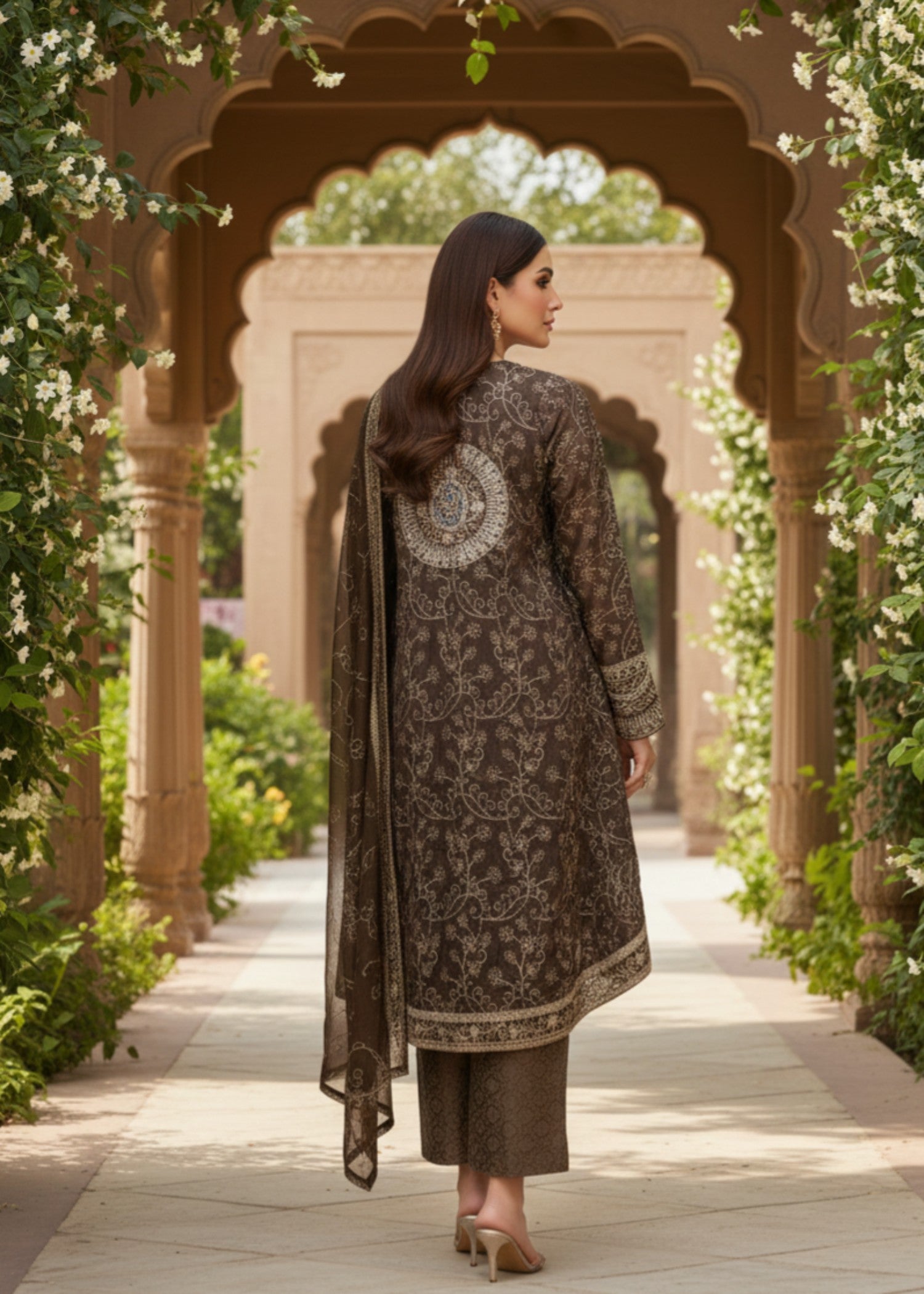 chiffon Short Frock in Chocolate brown