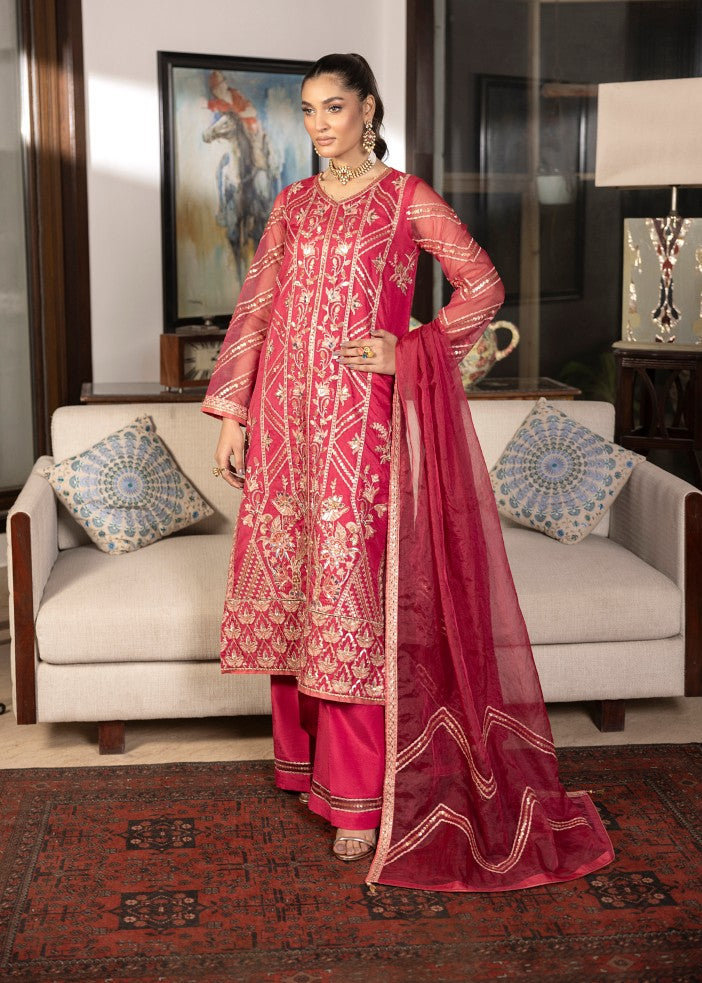 organza Kurta Set in Fuchsia