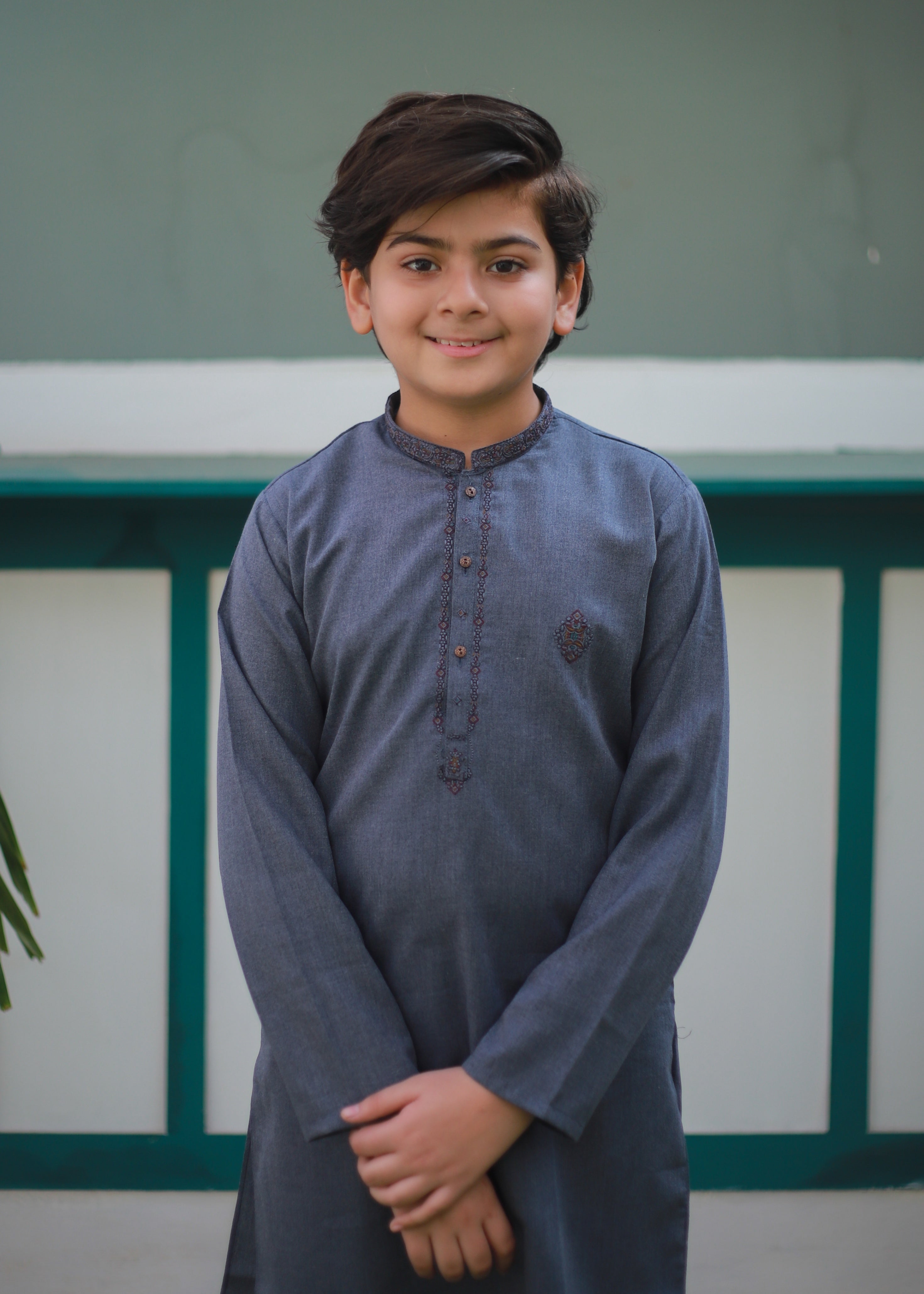 cotton Kurta Set in Shadow blue