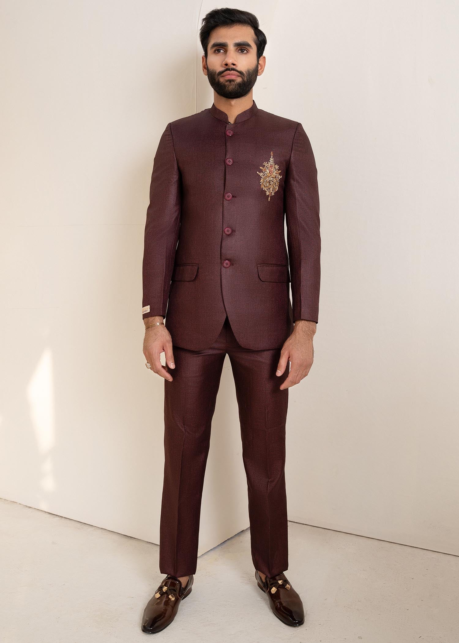 tropical Prince Coat in Maroon