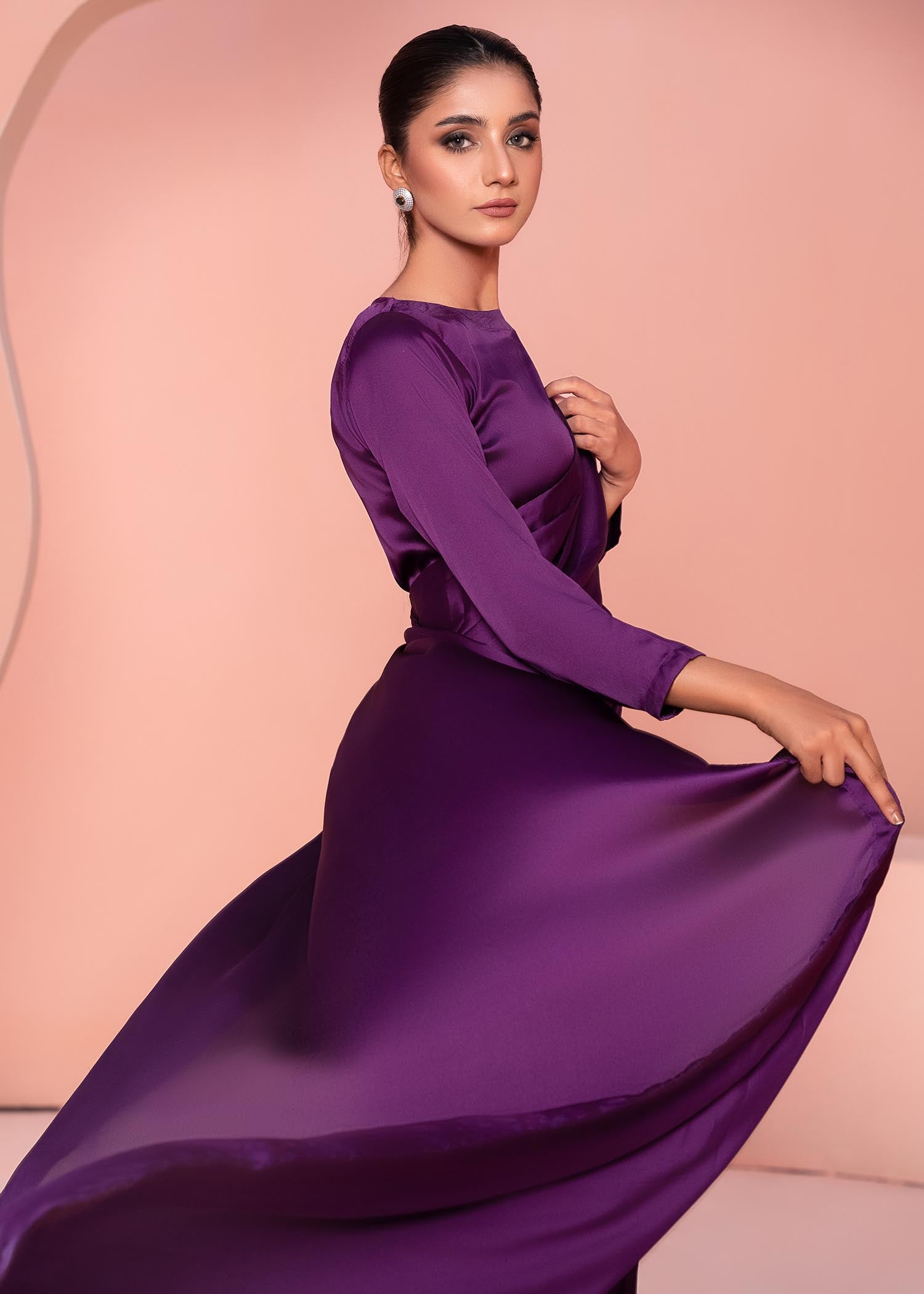 silk Saree in Plum