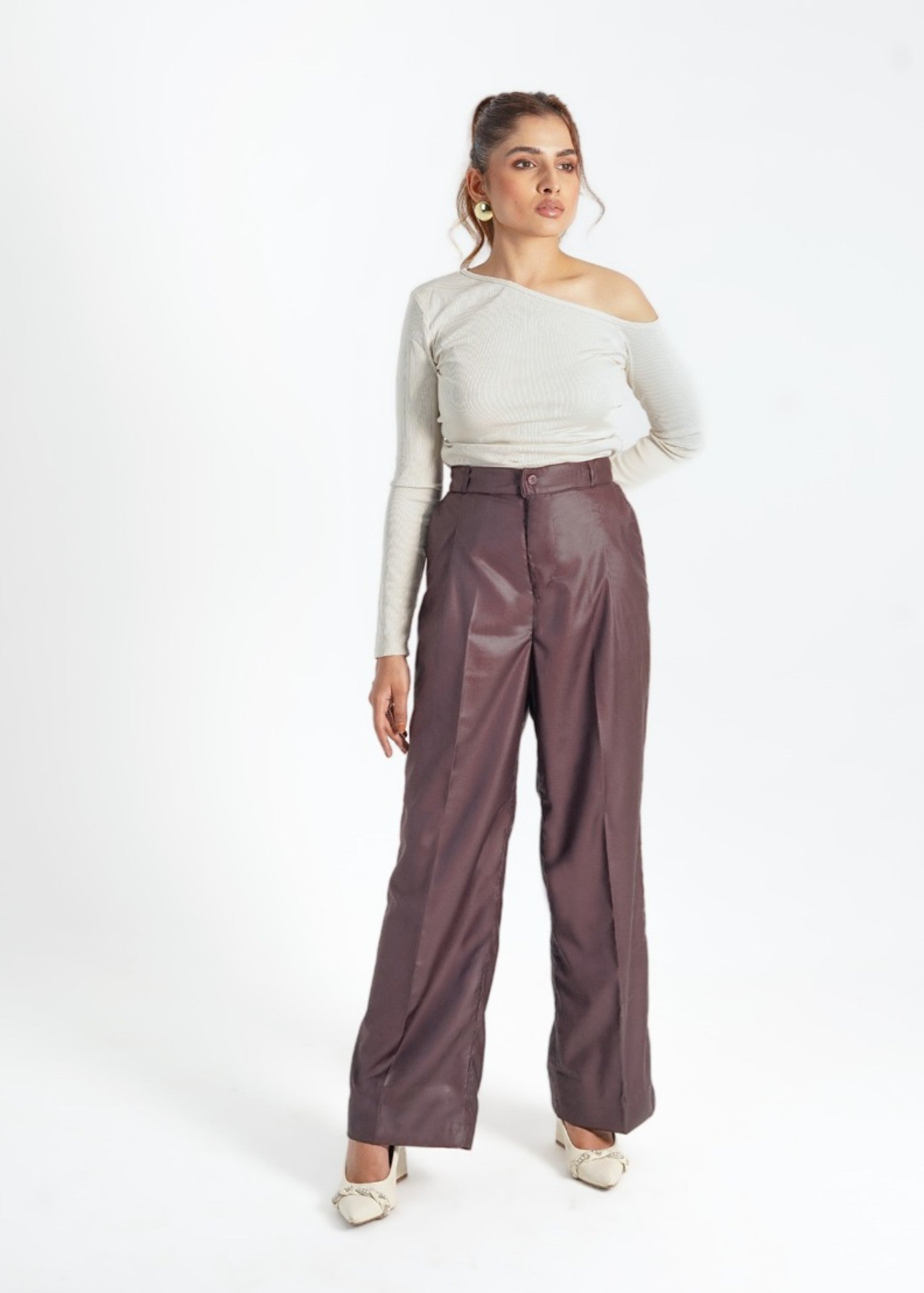 polycotton Pants in Burgundy