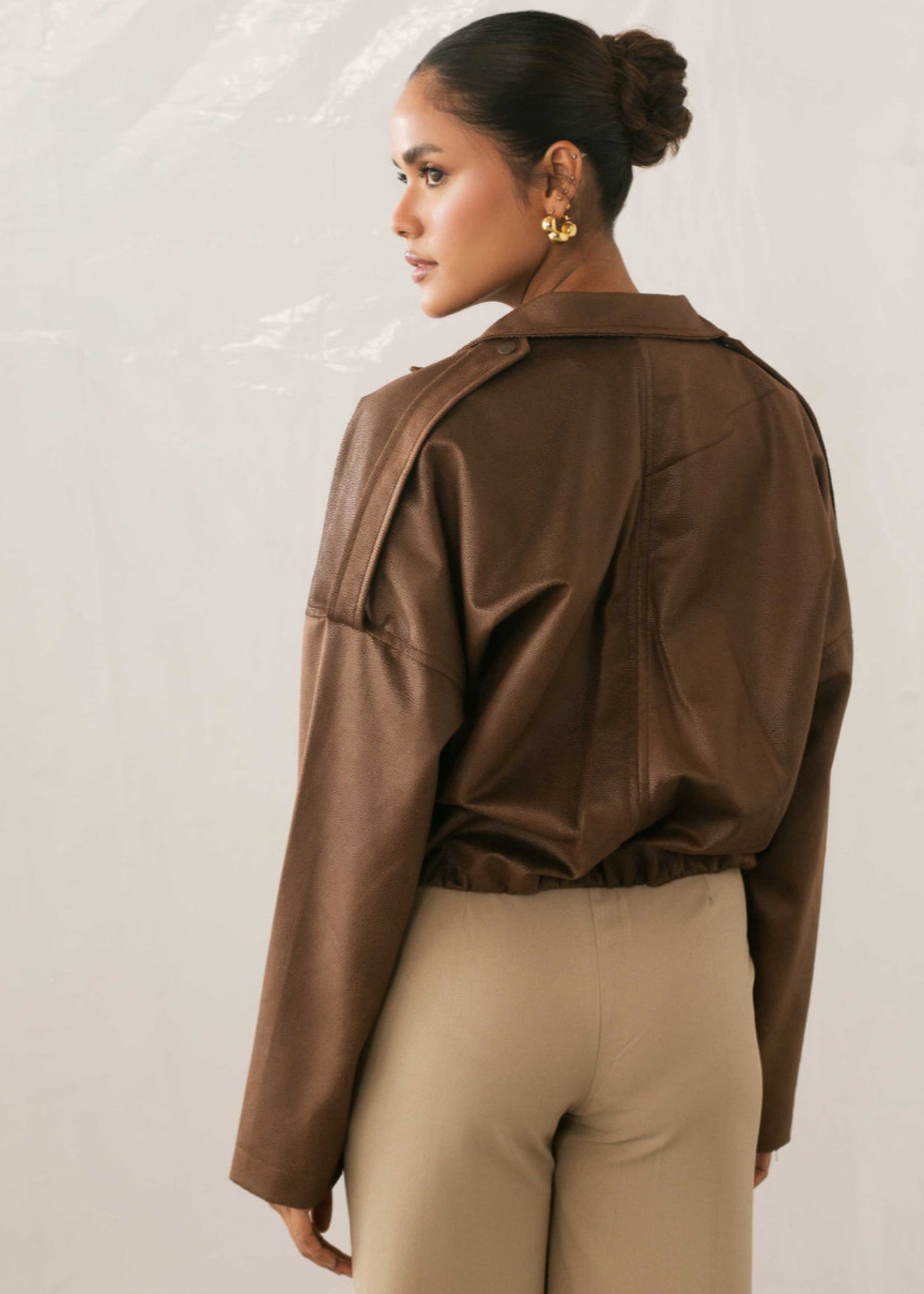 faux leather Jacket in Brown
