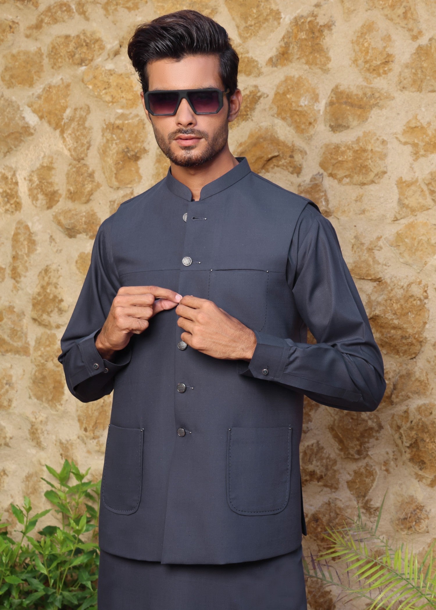 wash & wear Waistcoat in Grey