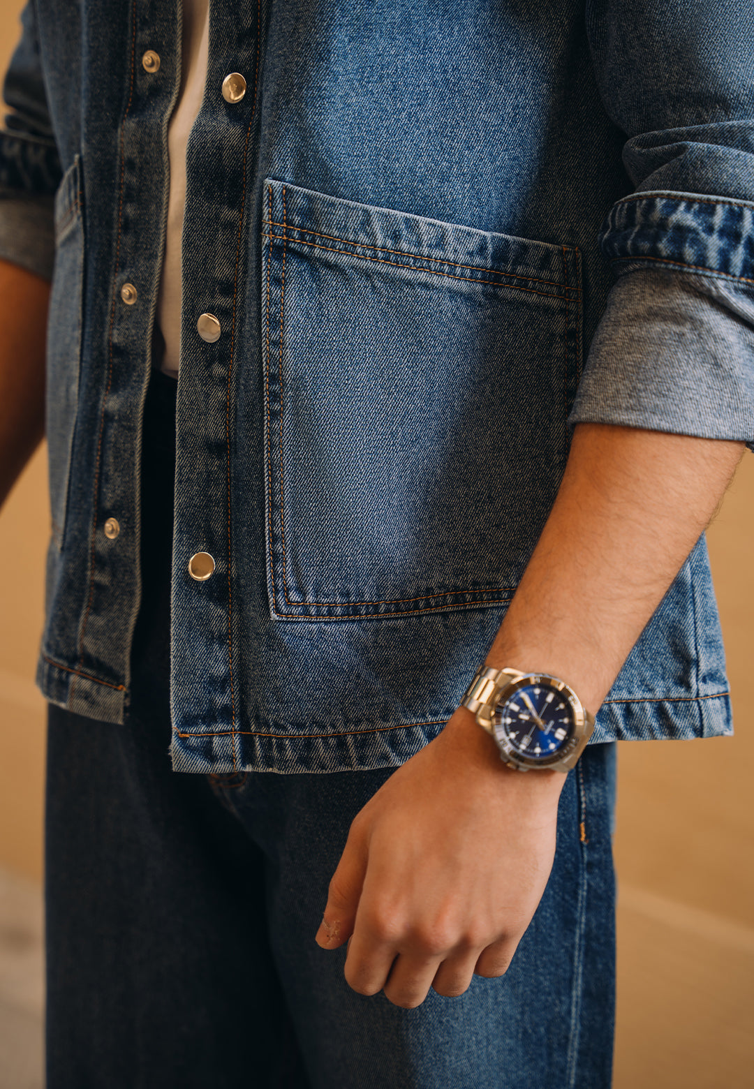 stretch denim Jacket in Dark blue