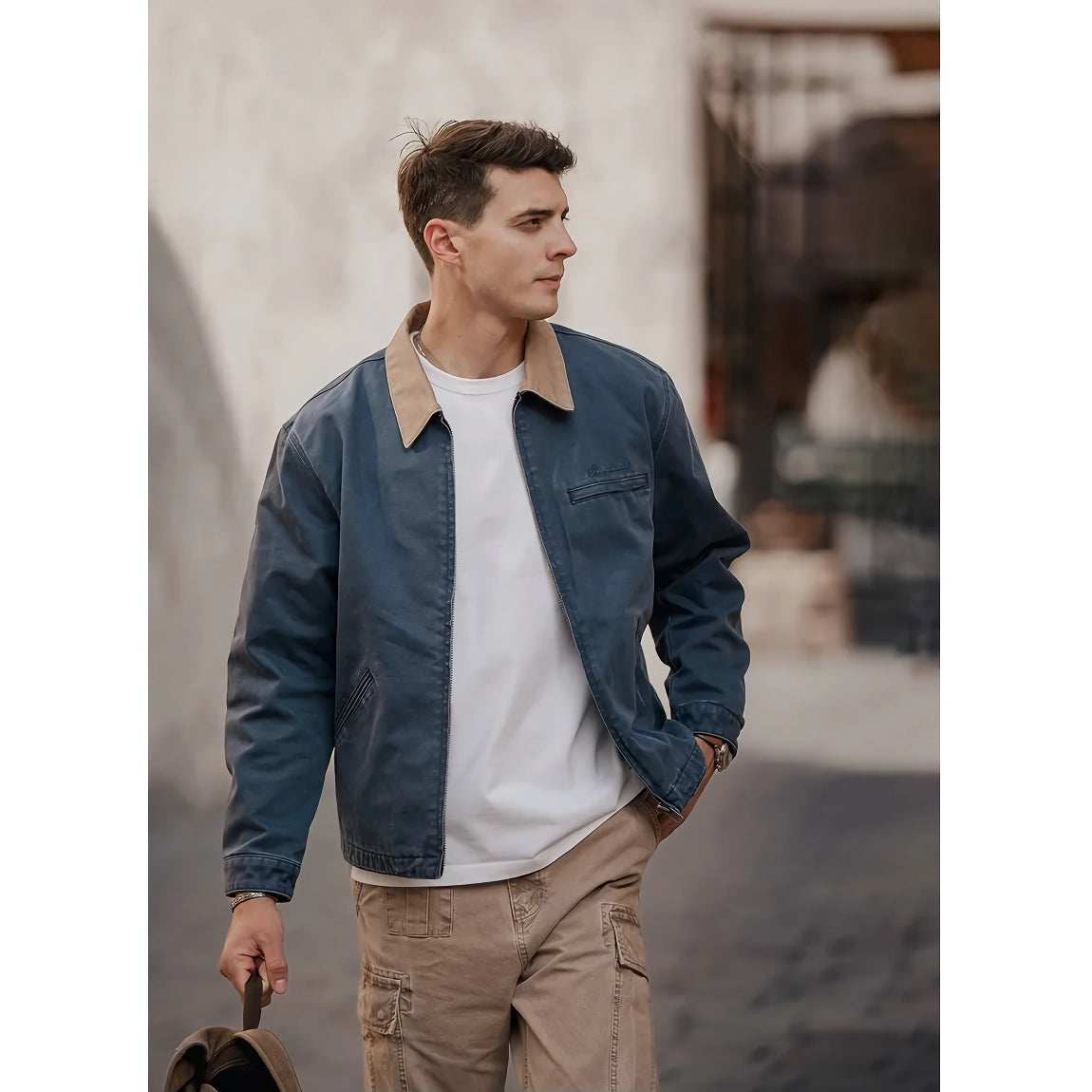 Oversize Washed Vintage Detroit Jacket for Men