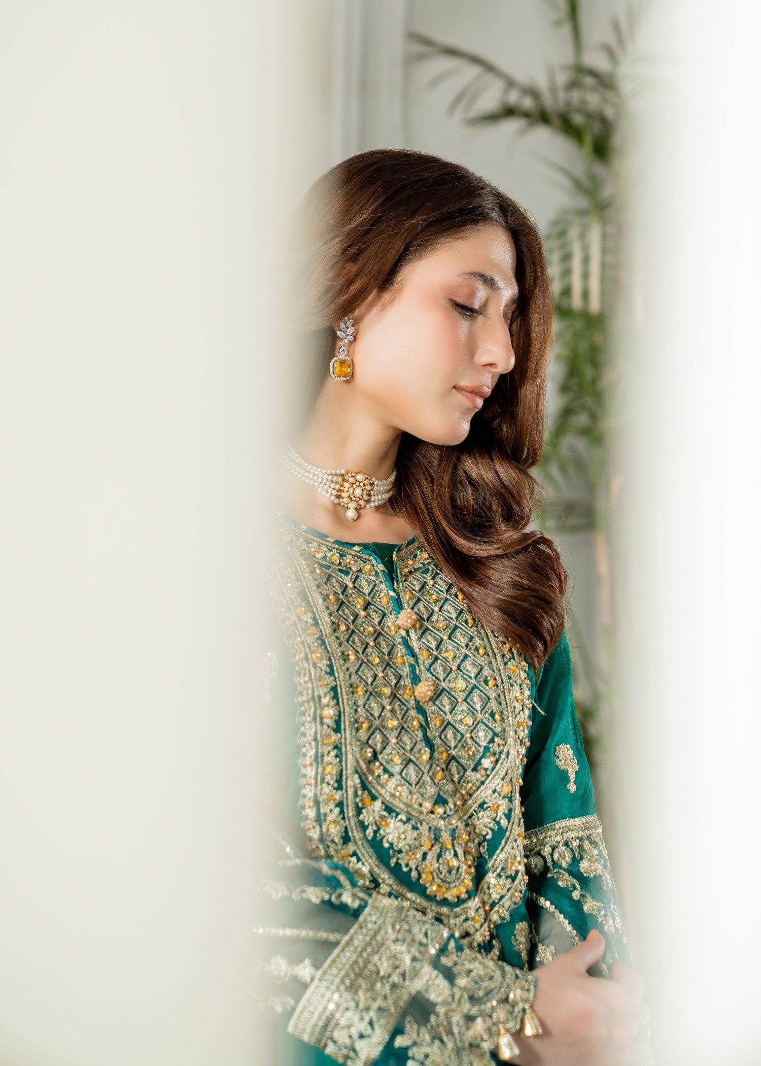 kattan silk Gown in Royal blue, teal