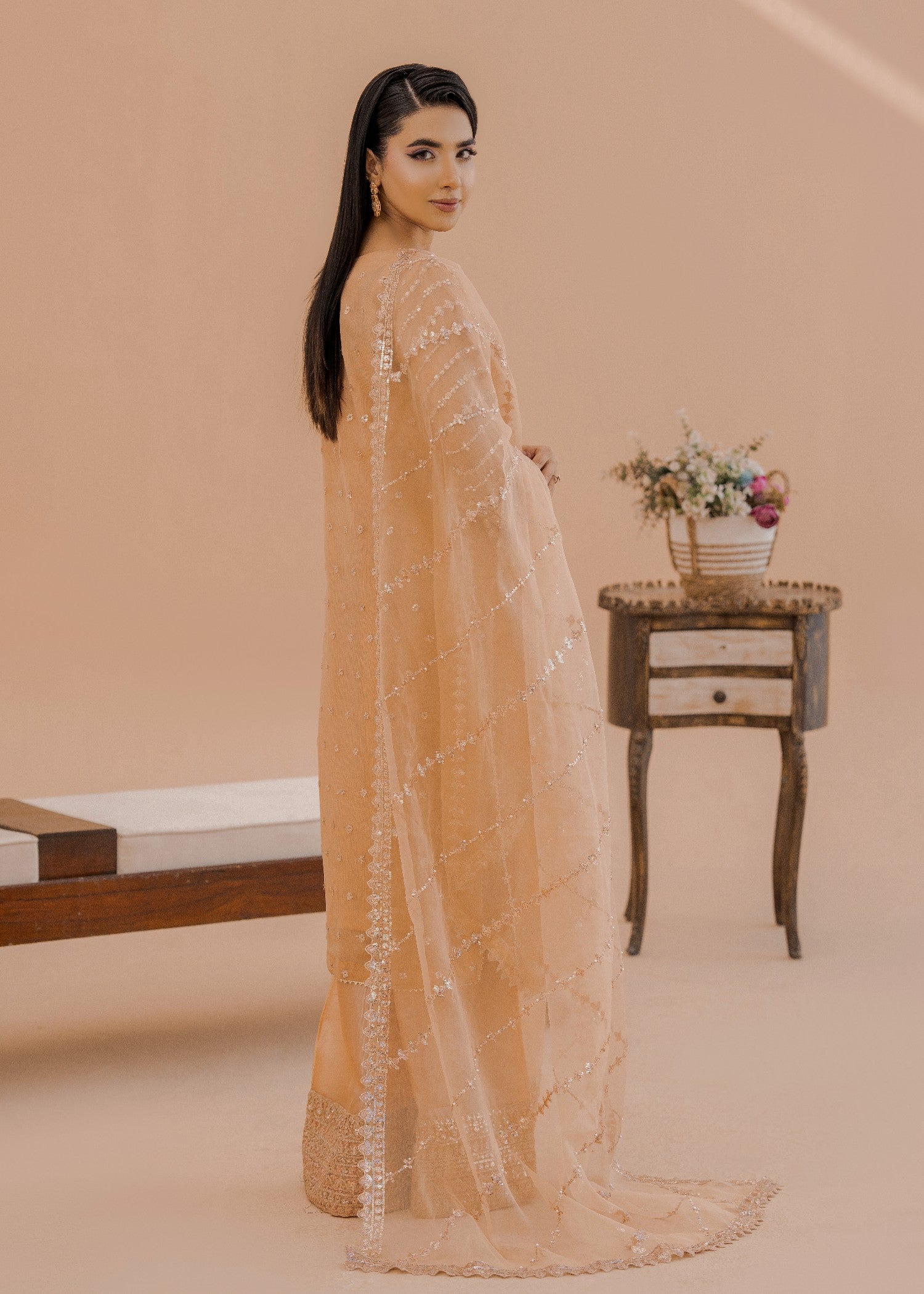 chiffon Kurta Set in Buttercream