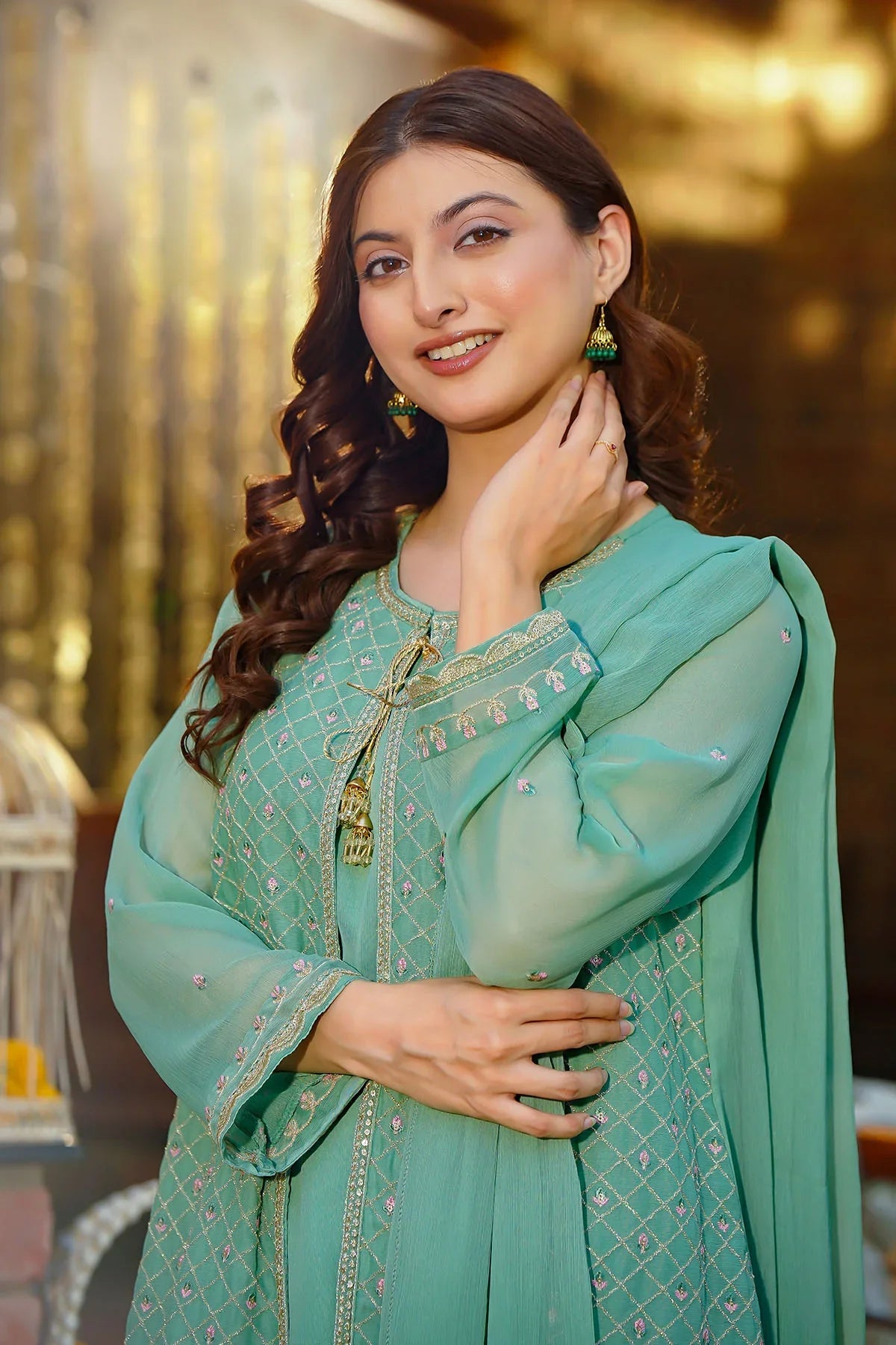 chiffon Gown in Mint green