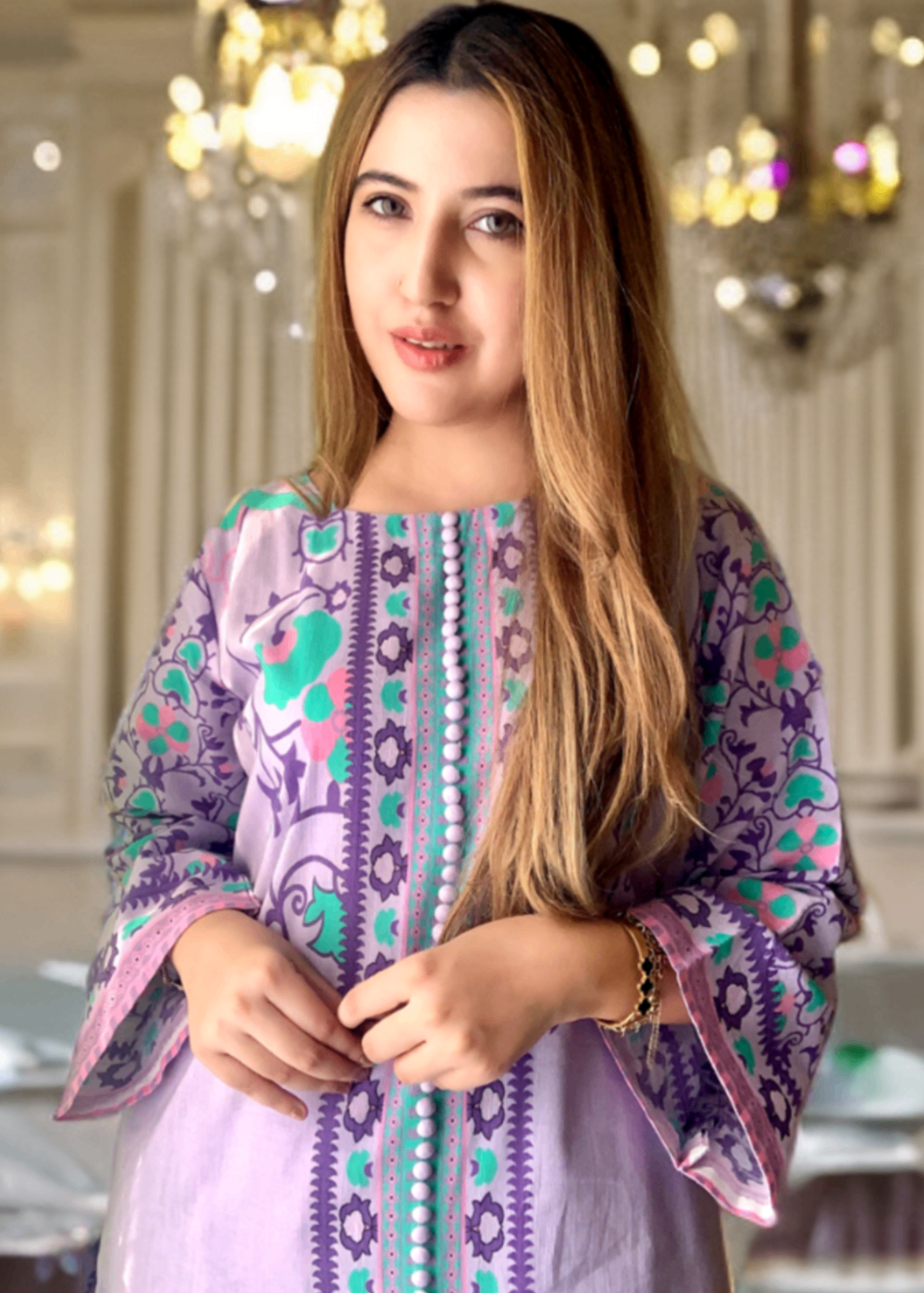 khaddar Kurta Set in Lilac