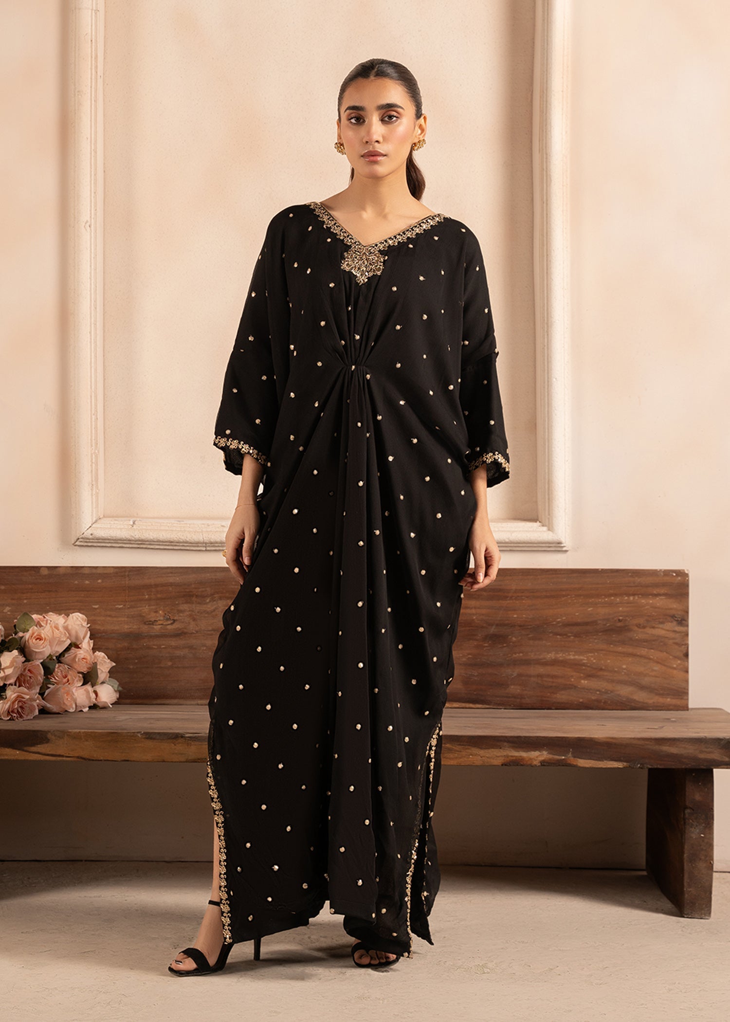 chiffon Kaftan in Black