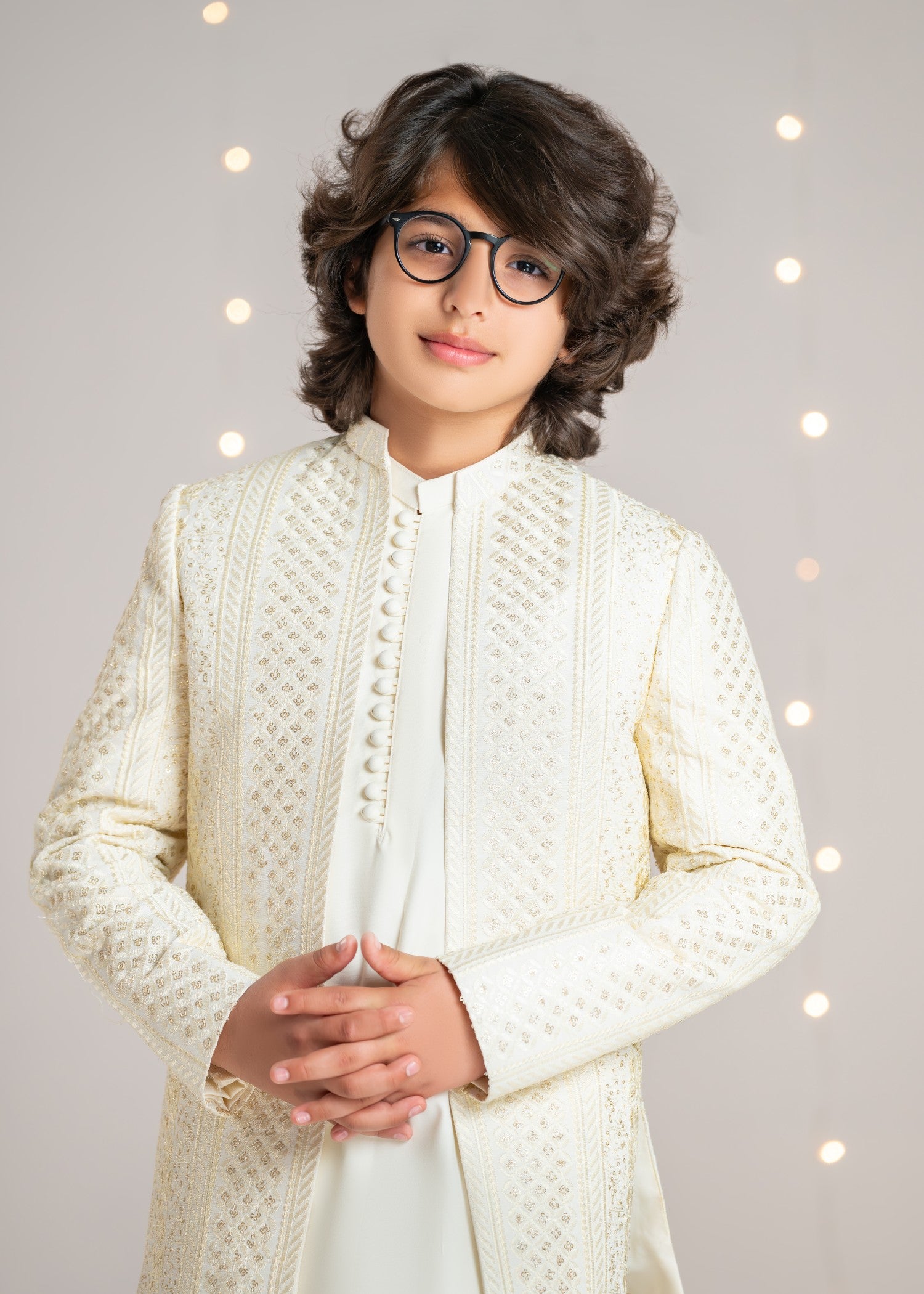 raw silk Prince Coat in Cream