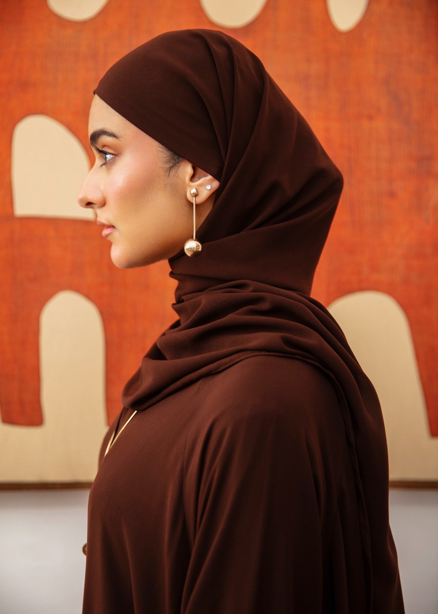 georgette chiffon Abaya in Dark brown