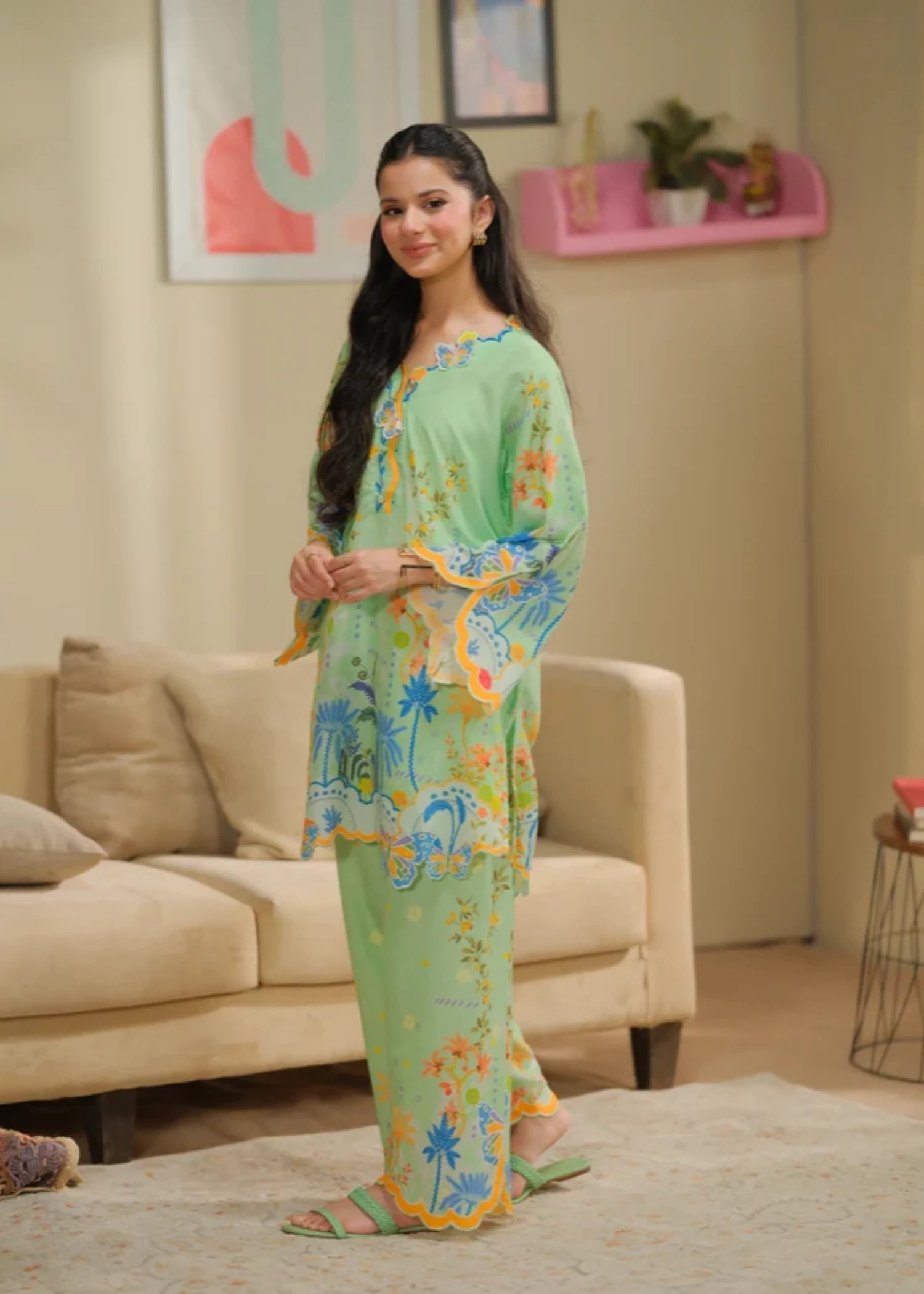 cambric Co Ord Sets in Pistachio green