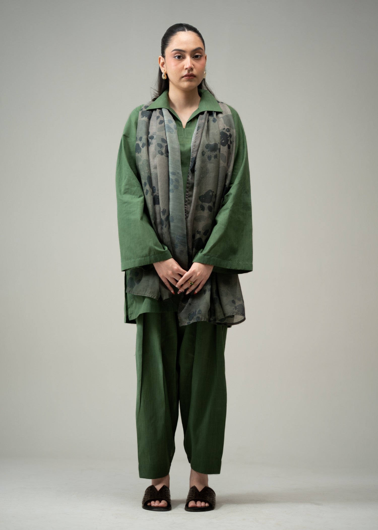 pure cotton Co Ord Sets in Bottle green