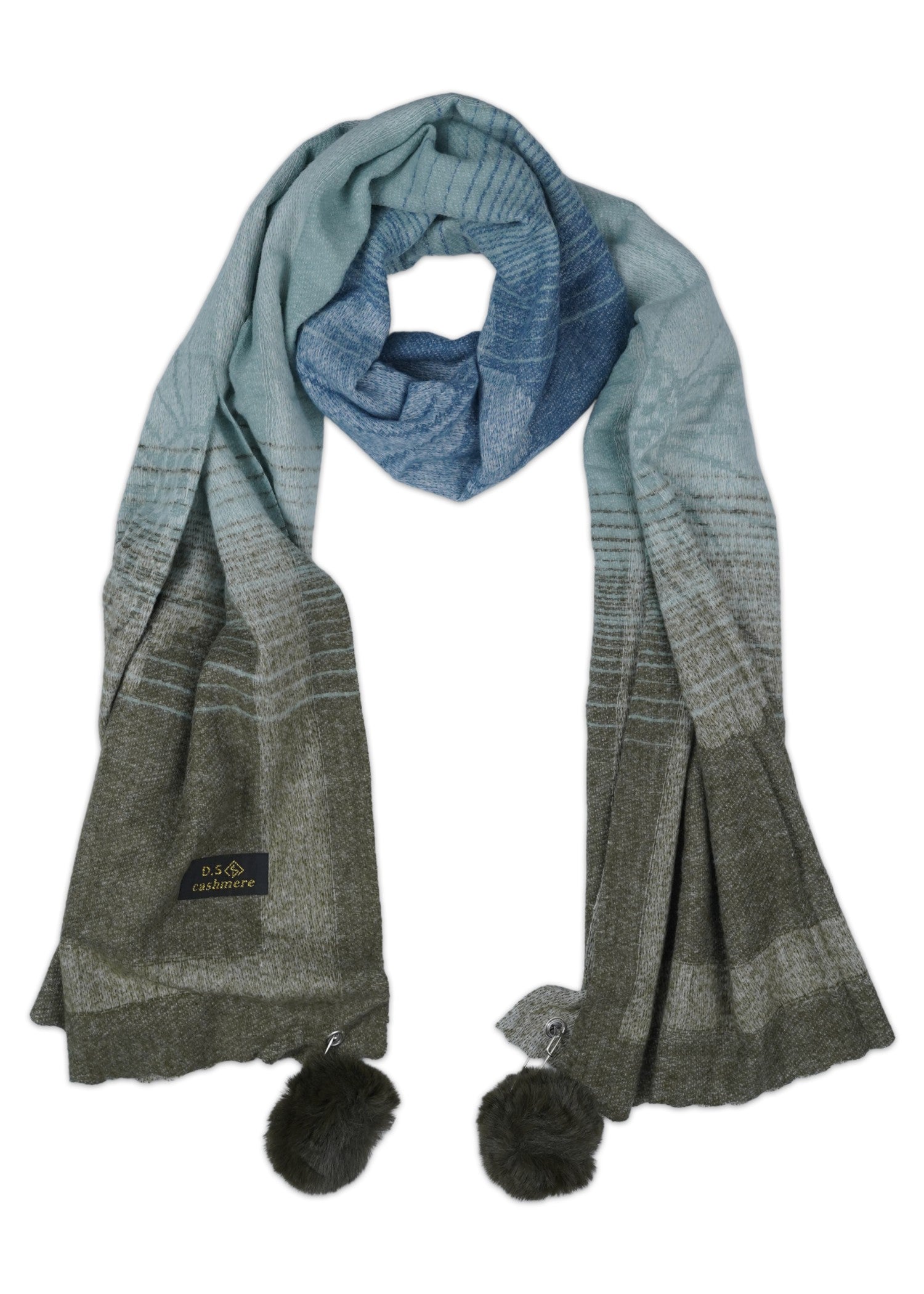 wool Hijab in Multi, light cyan