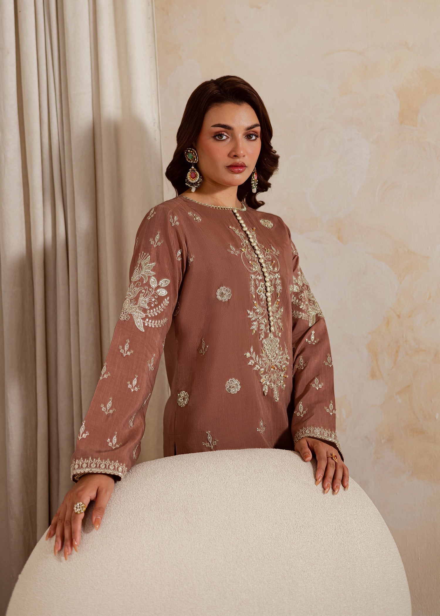 medium silk Kurta Set in Brown