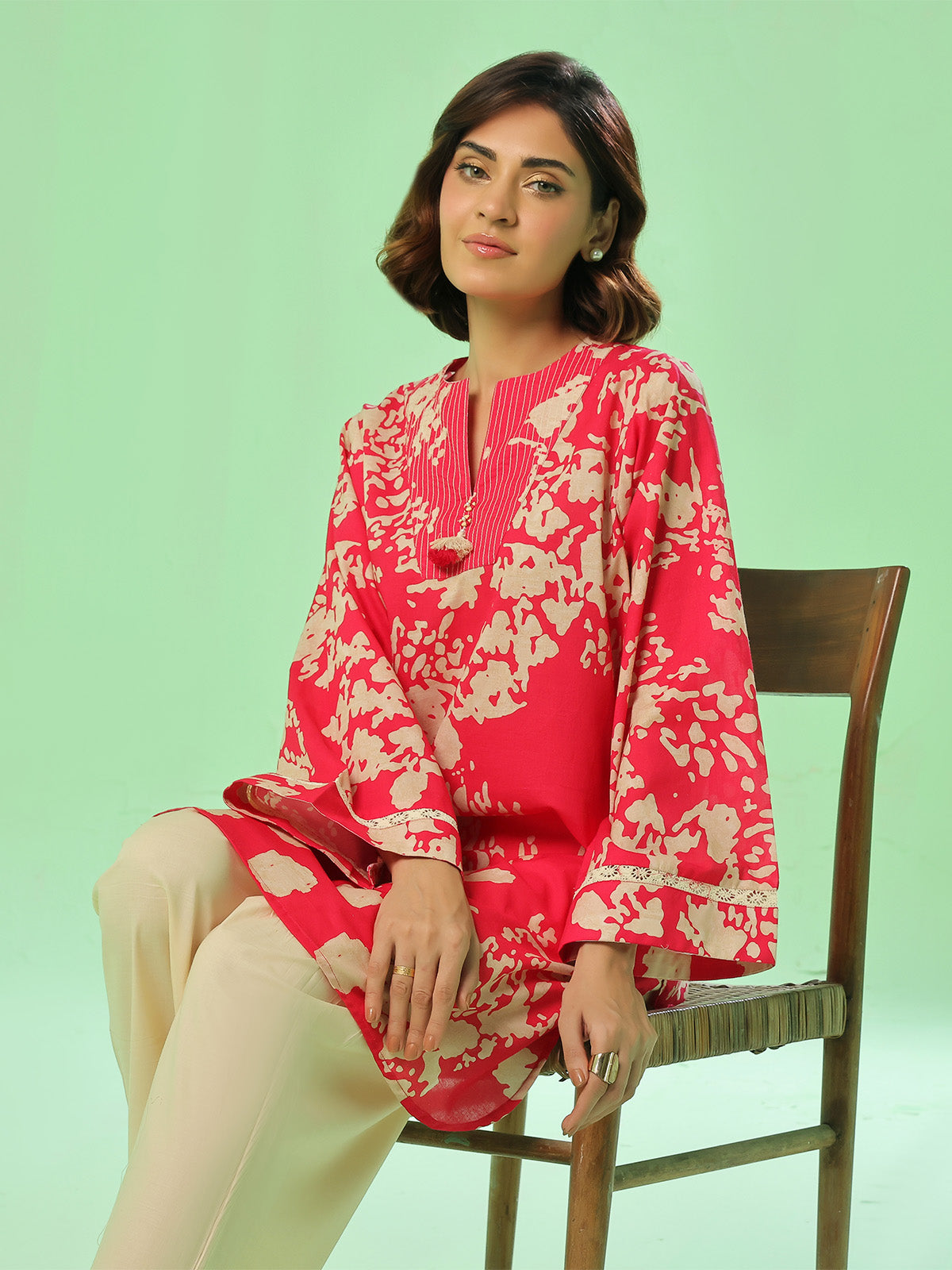 zari lawn Unstitched in Blood red