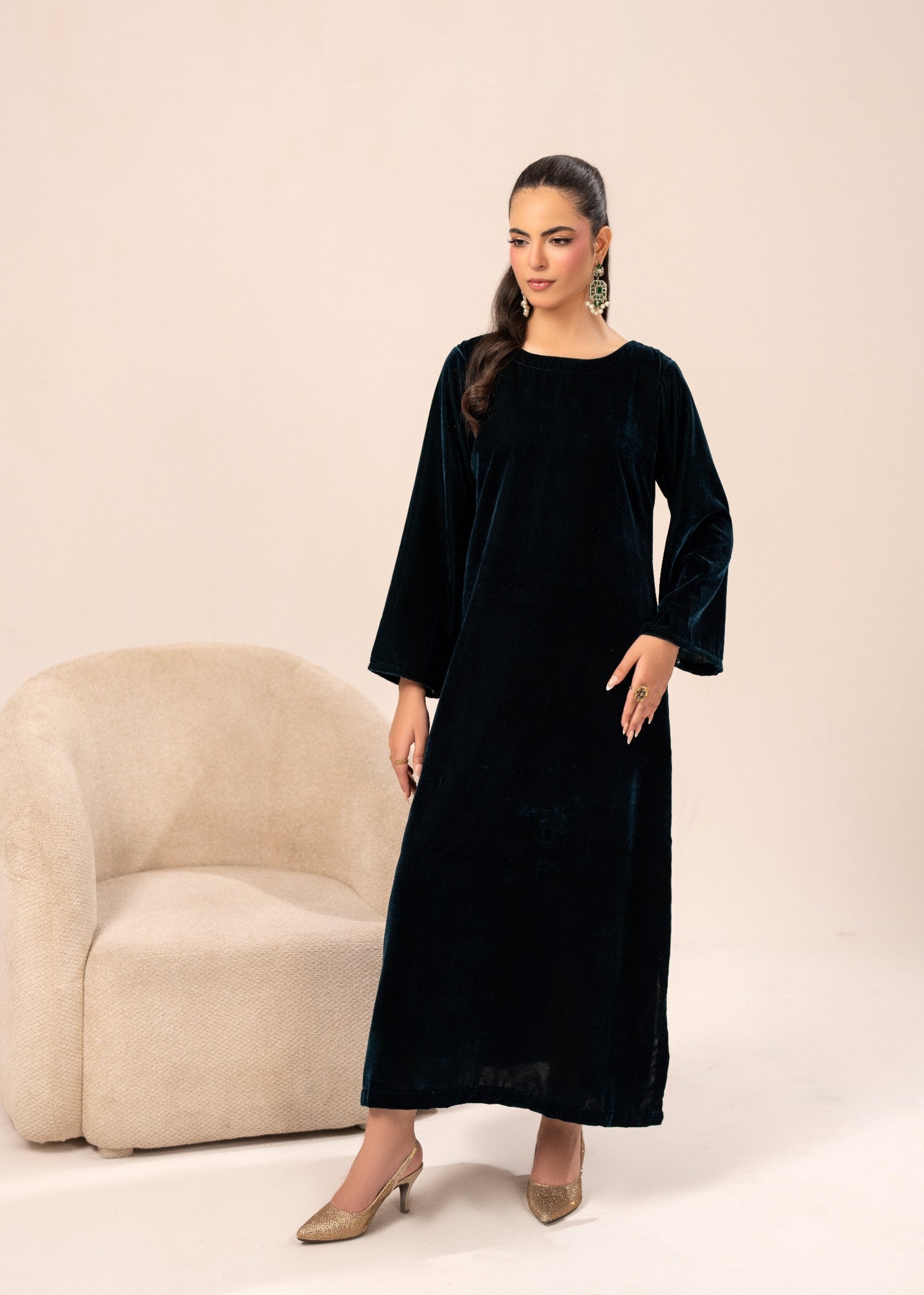 velvet Kaftan in Teal