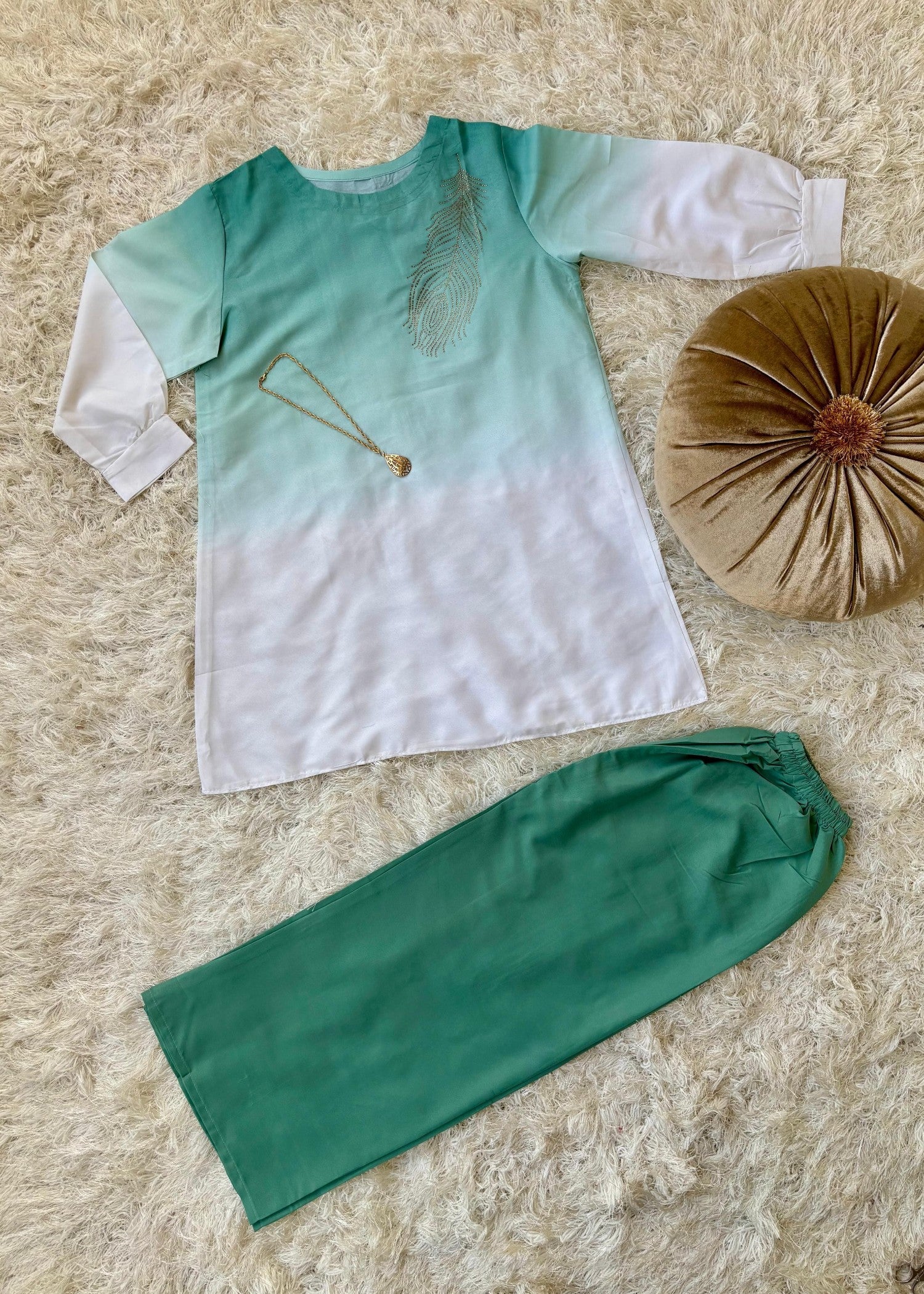 blended grip silk Co Ord Sets in Sea green