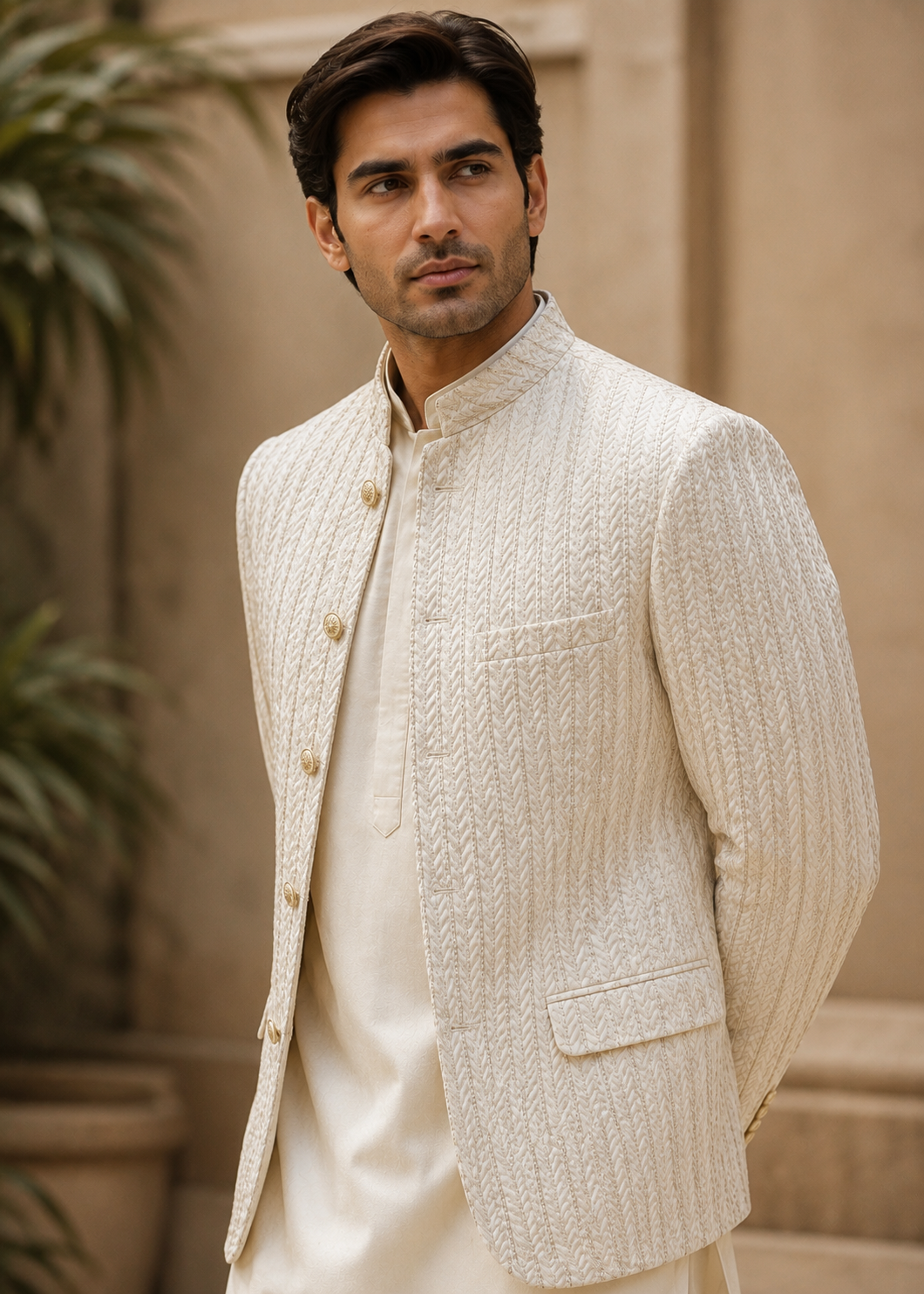 silk Prince Coat in White, ivory