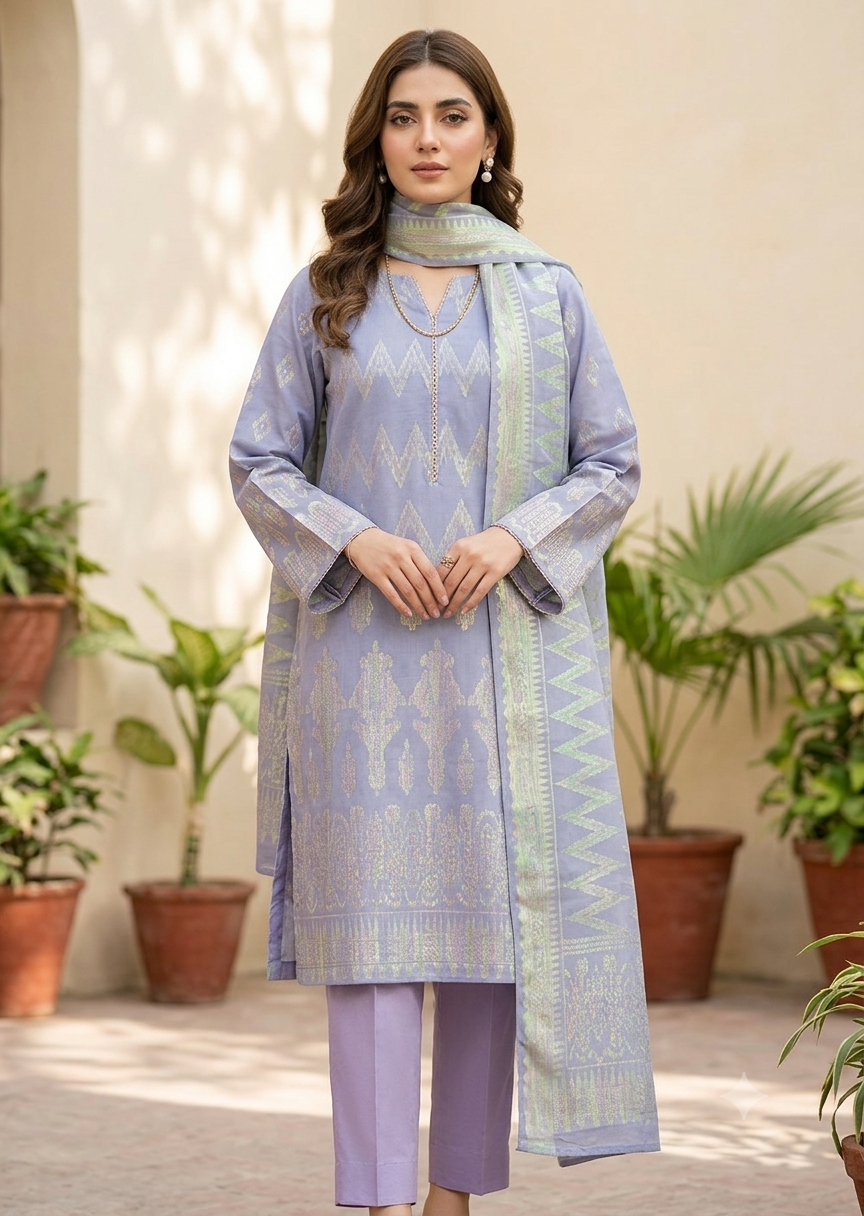 brochea jacquard Unstitched in Periwinkle