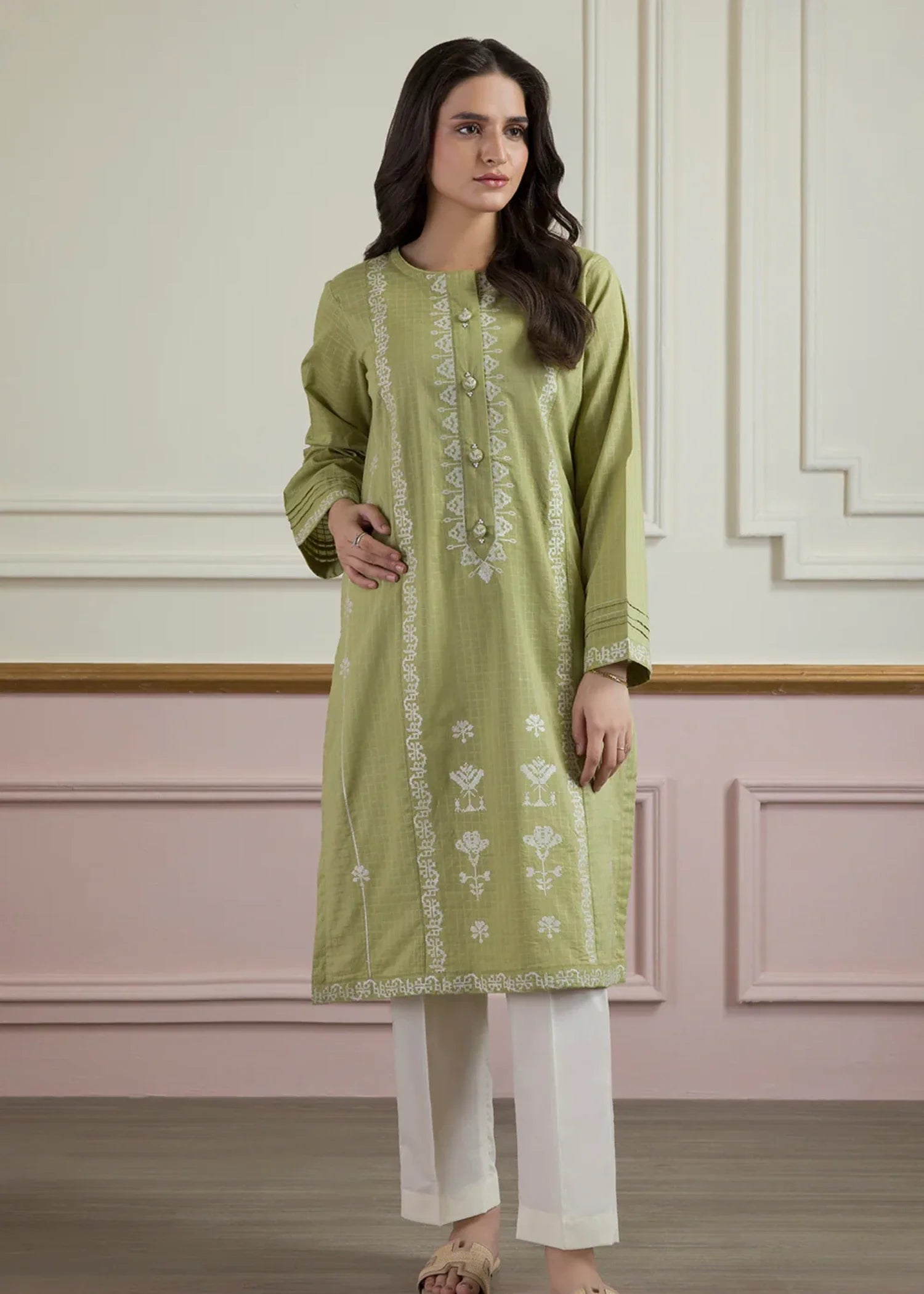 lawn Kurti in Green