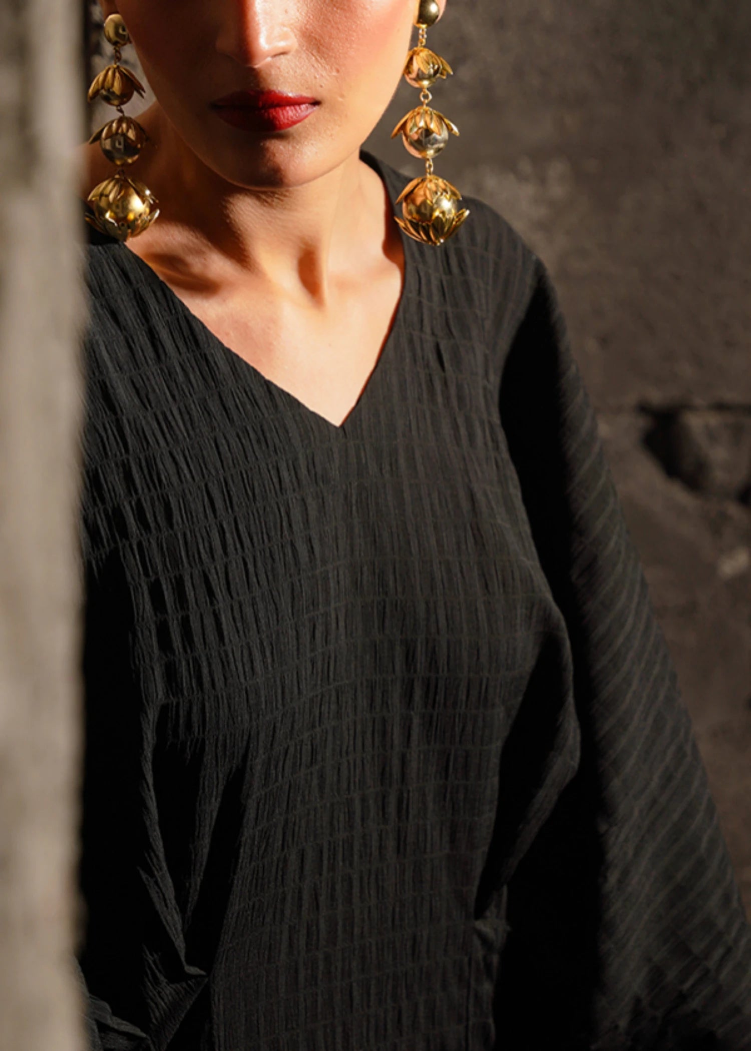 georgette Kaftan in Black