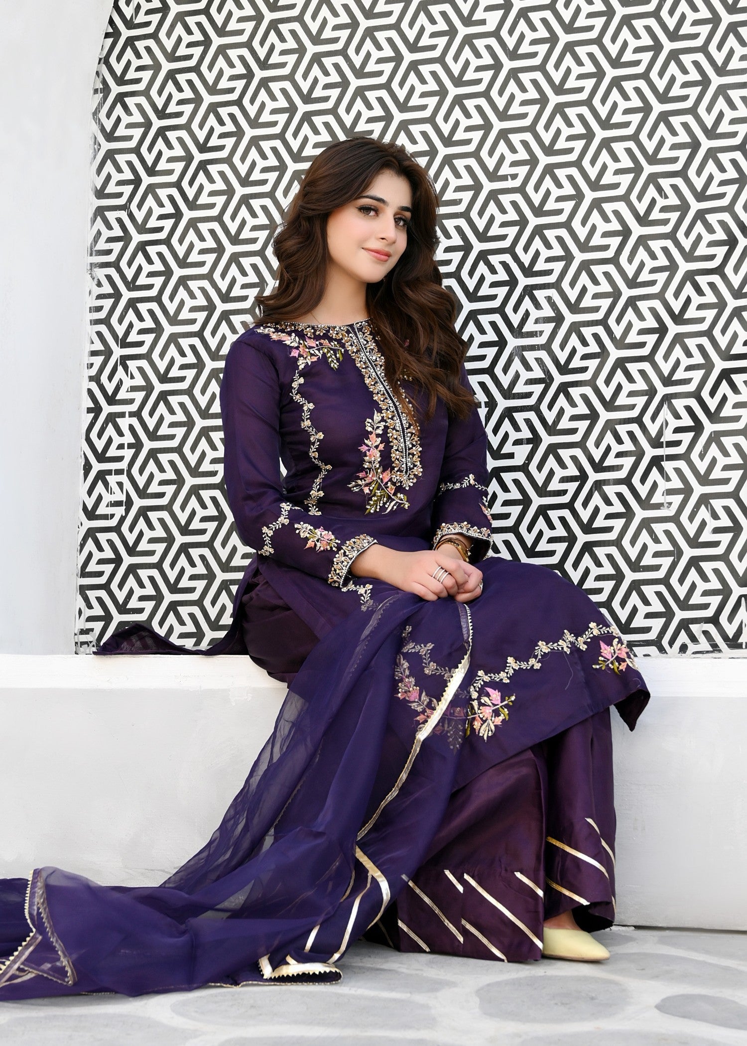 organza Sharara in Purple