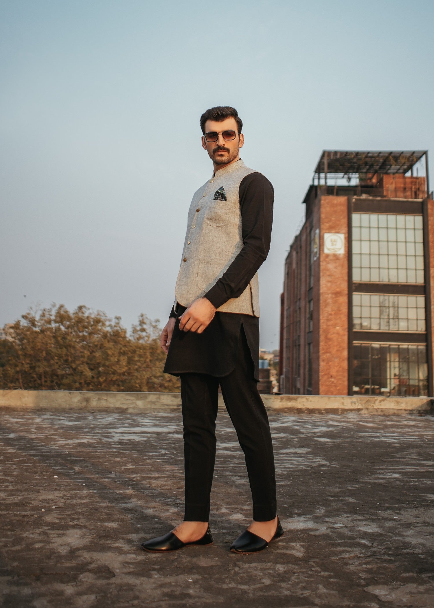 wool Waistcoat in Beige