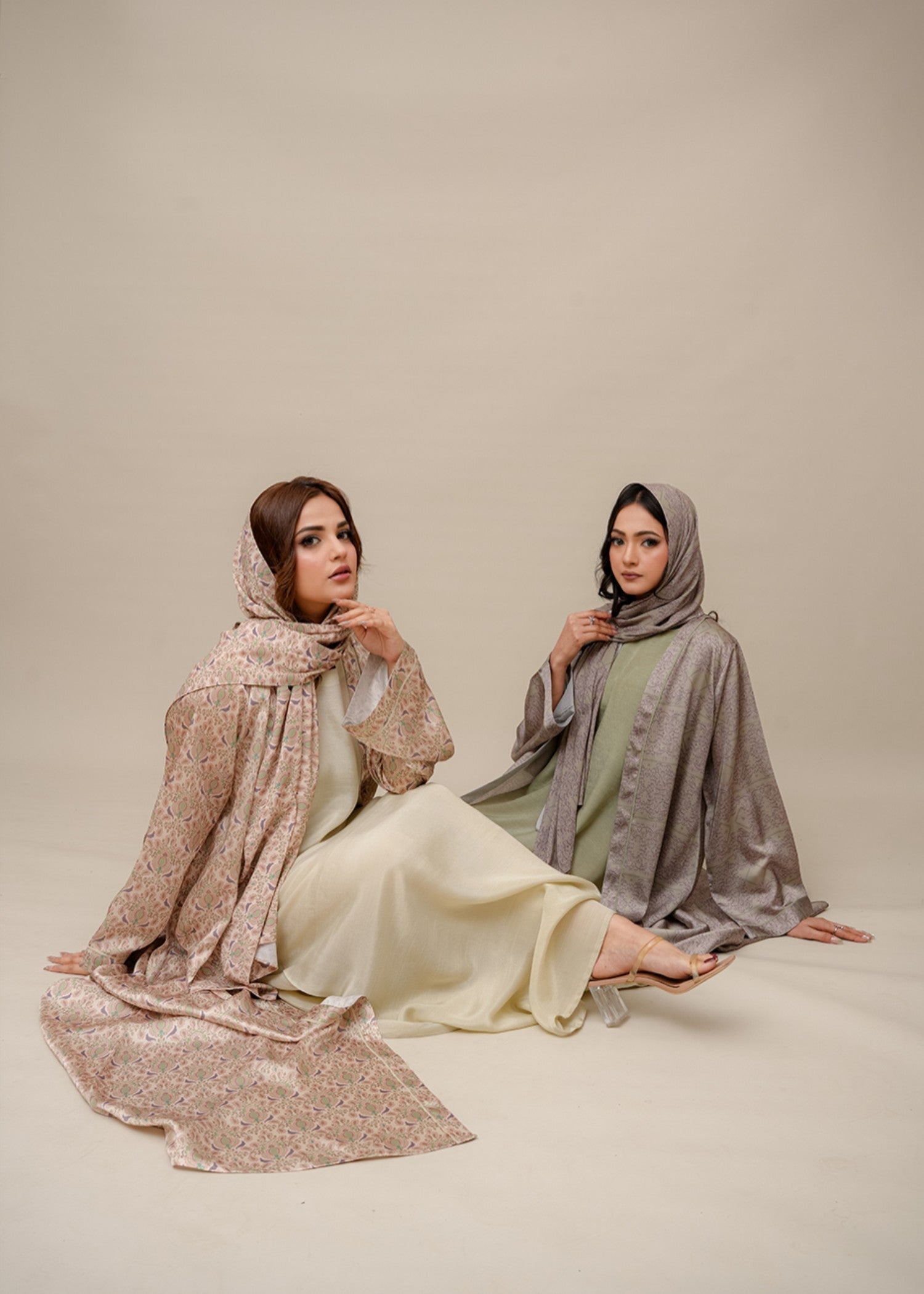 silk Abaya in Cream