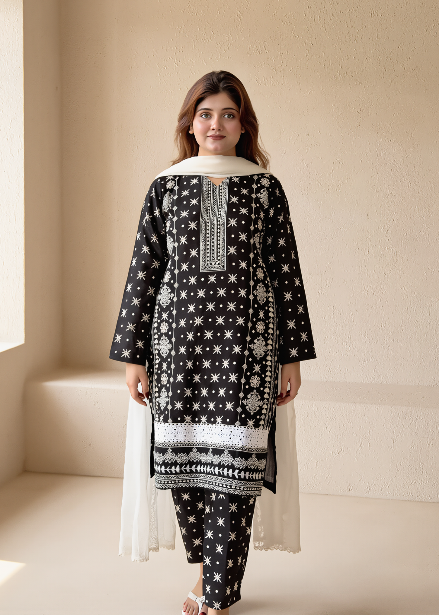 cotton dobby Co Ord Sets in Black, white