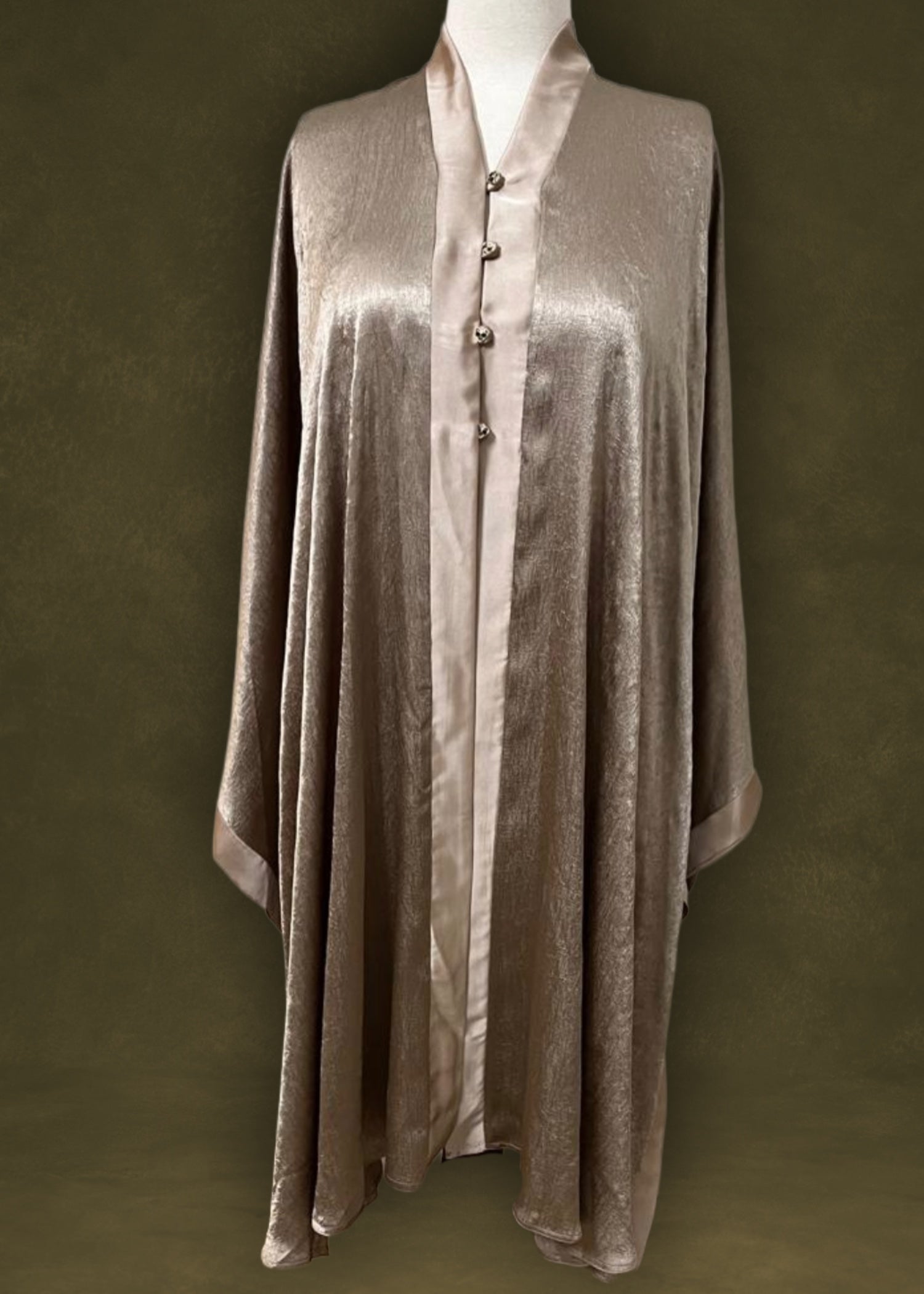 poly silk Abaya in Beige