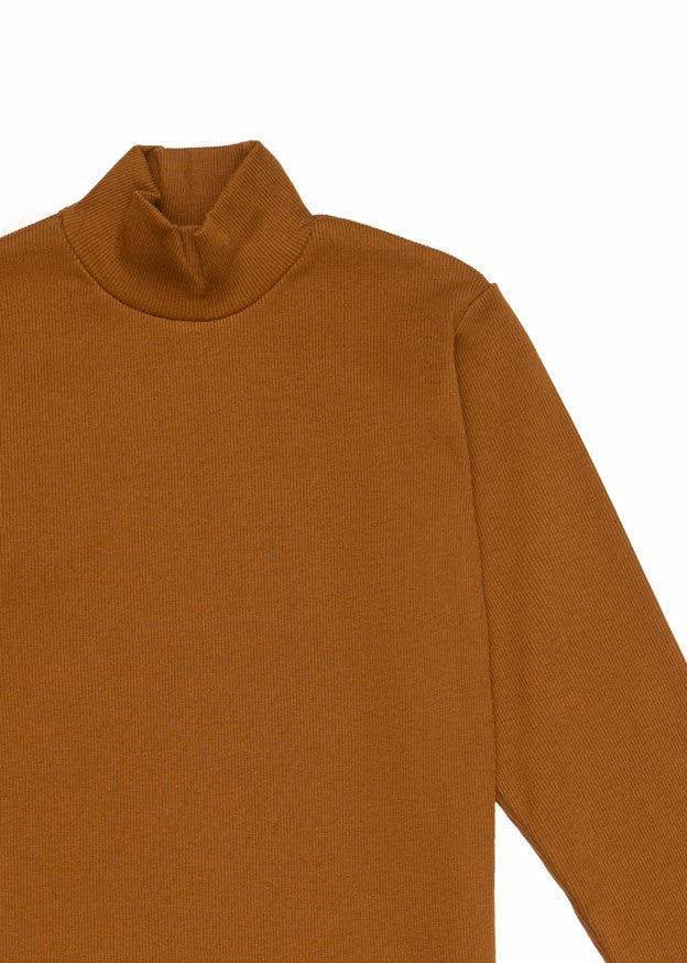 cotton viscose Turtle Neck in Camel brown