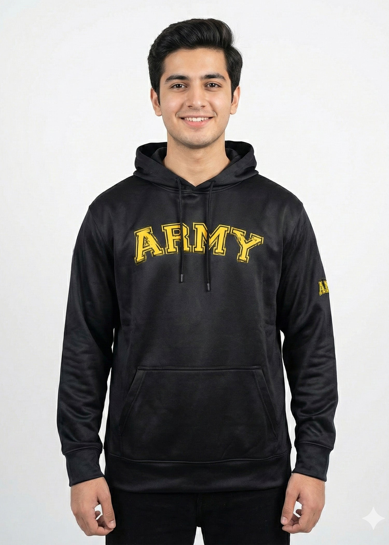 fleece Hoodie in Black, yellow