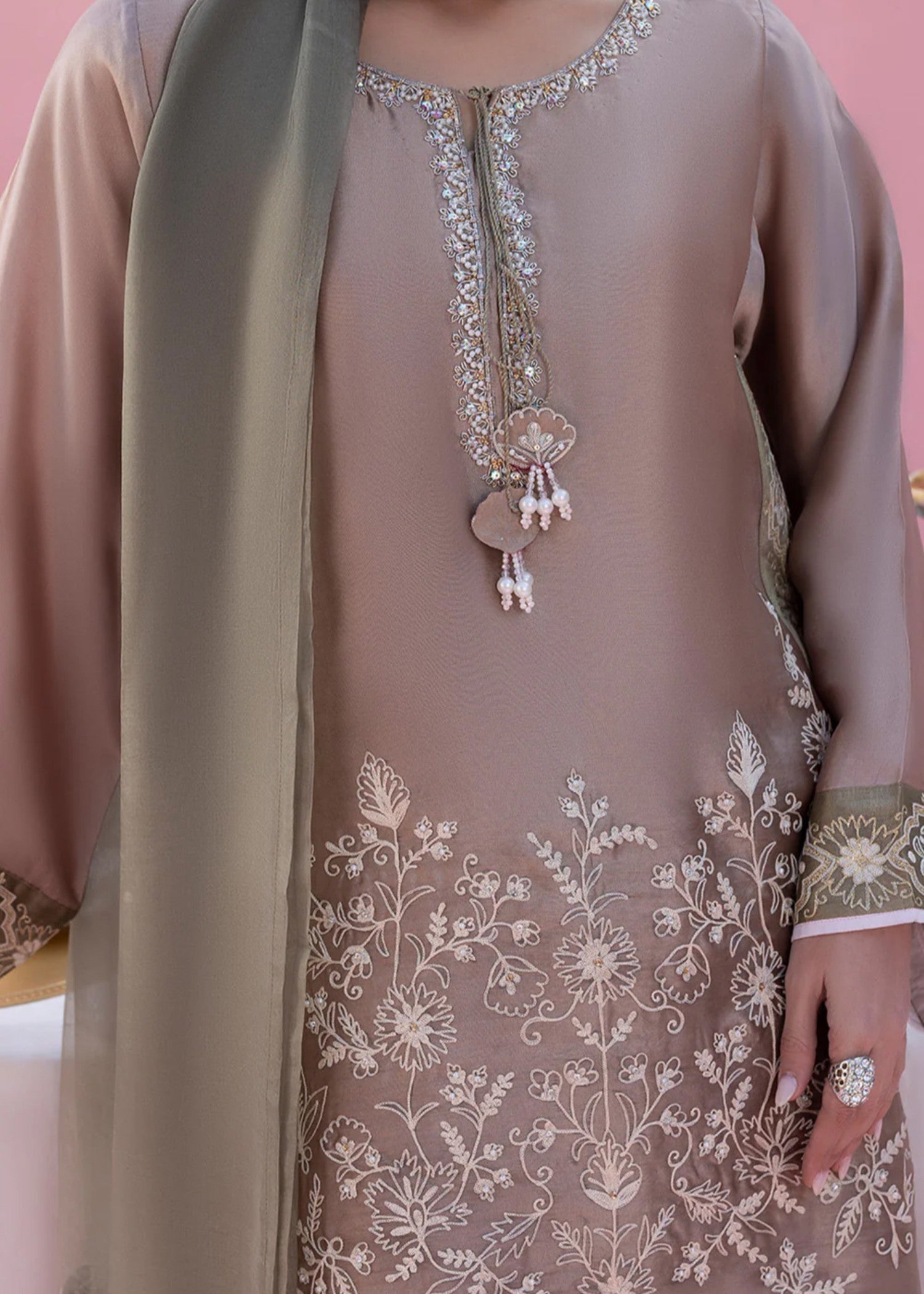 cotton silk Kurta Set in Camel brown