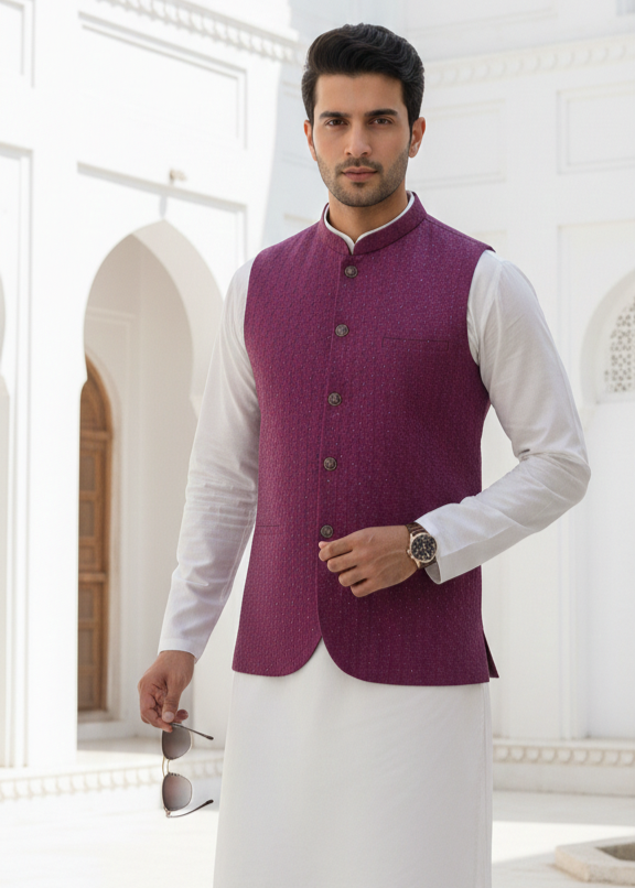 silk Waistcoat in Purple