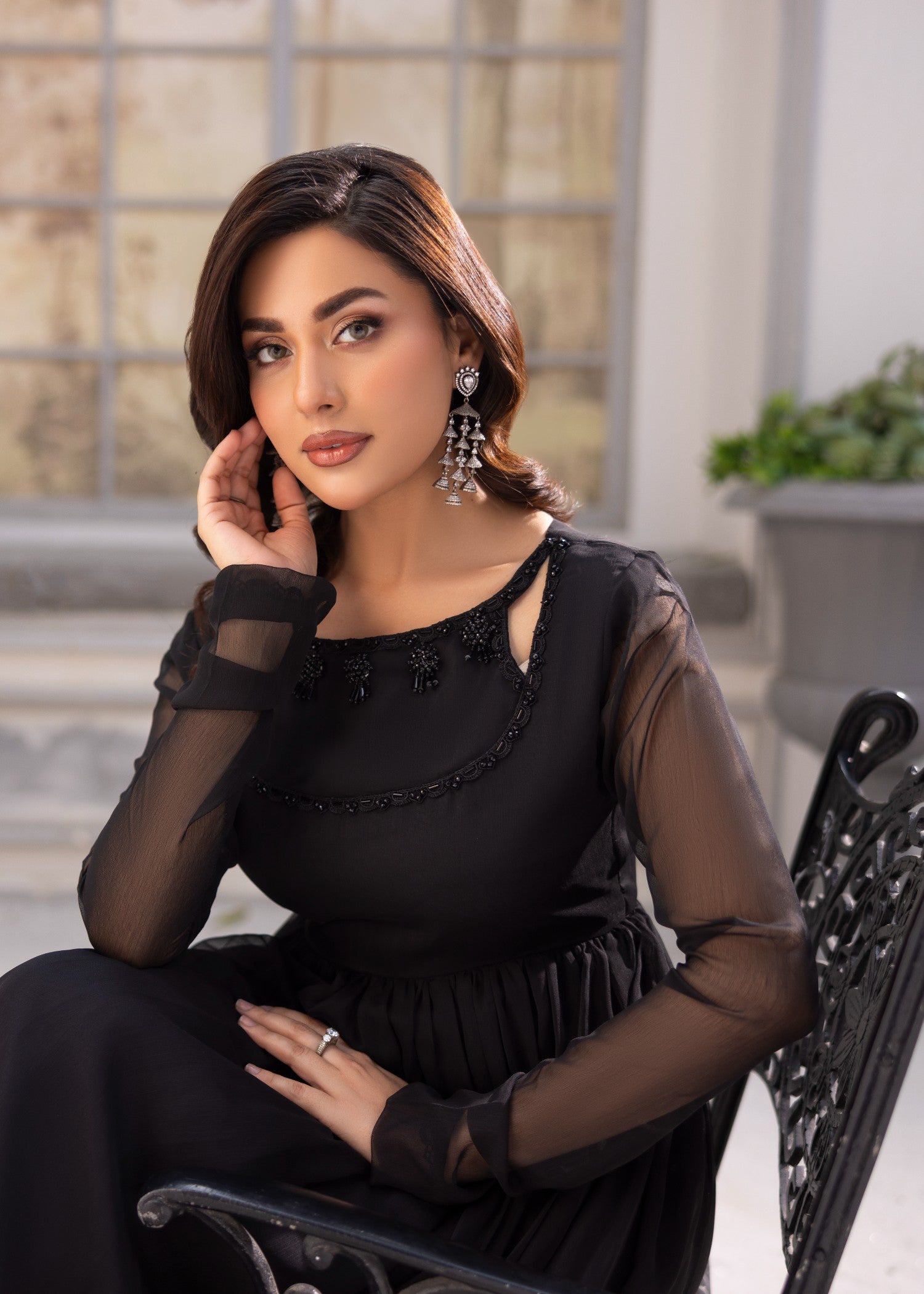 chiffon Maxi in Jet black