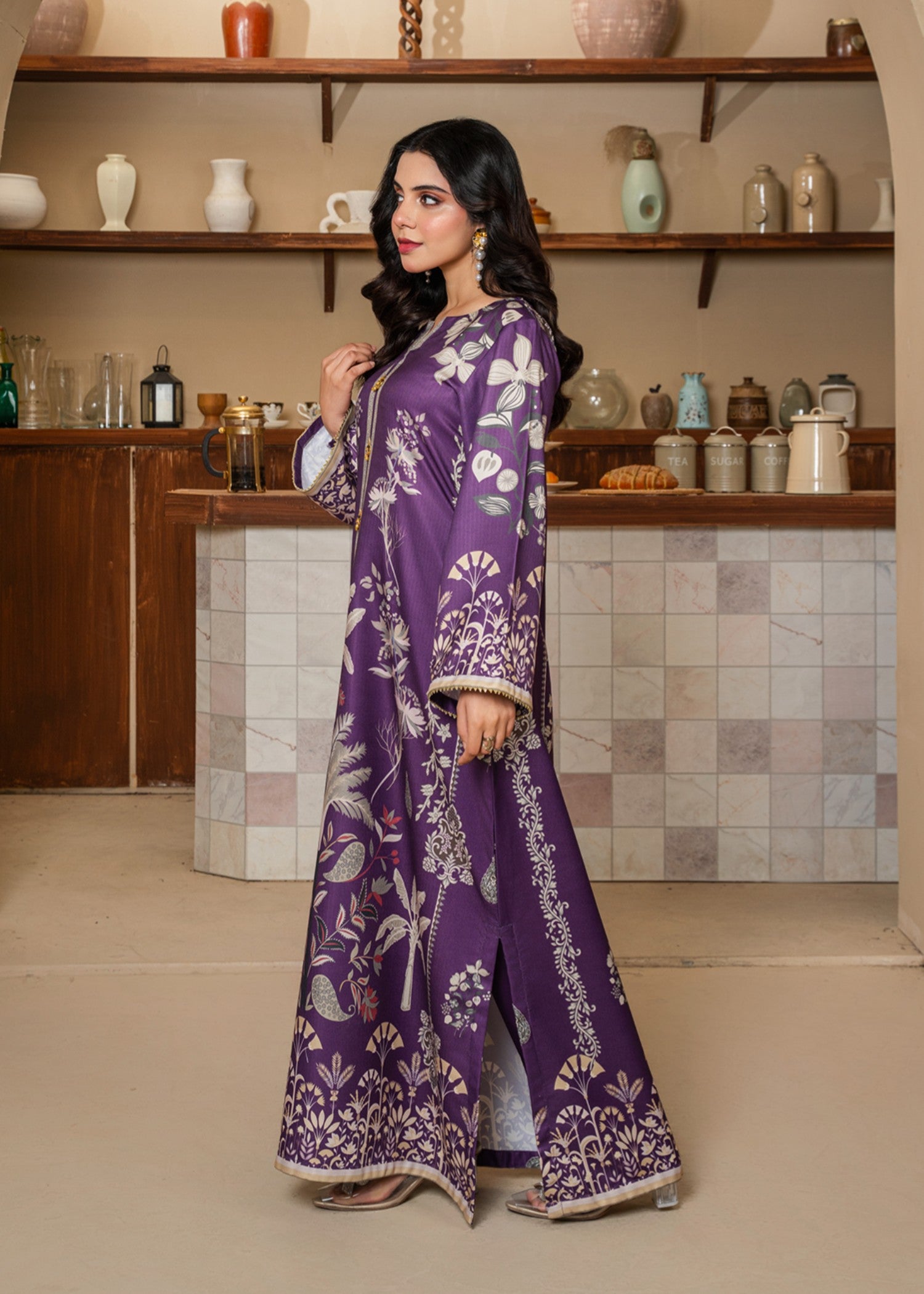 pashmina Kaftan in Dark violet