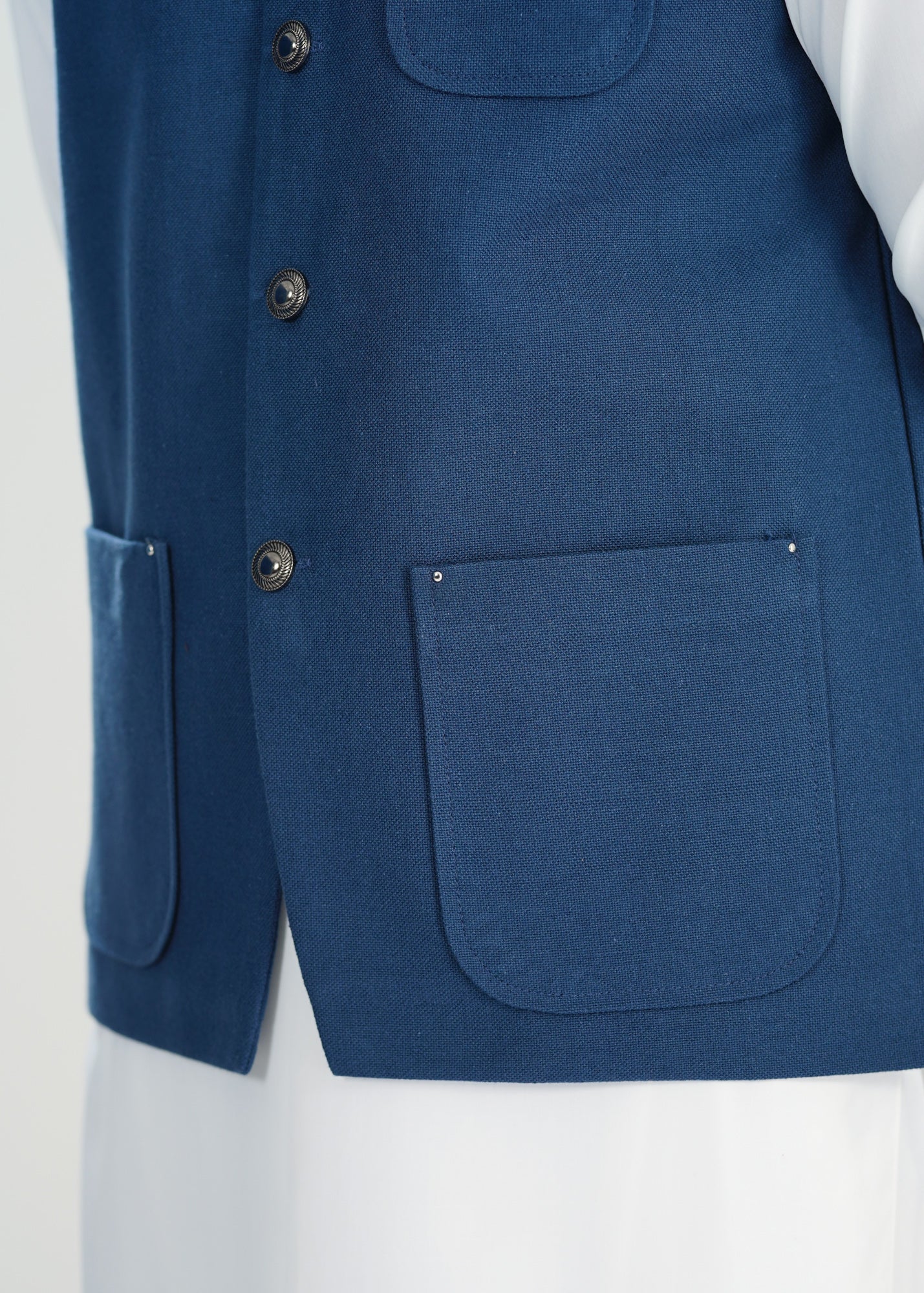 handwoven khaddar Waistcoat in Navy blue