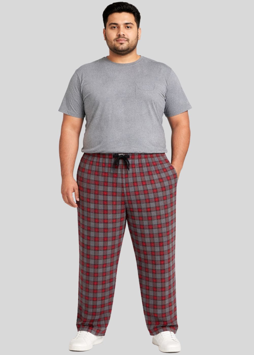 cotton jersey Trousers in Blood red, grey