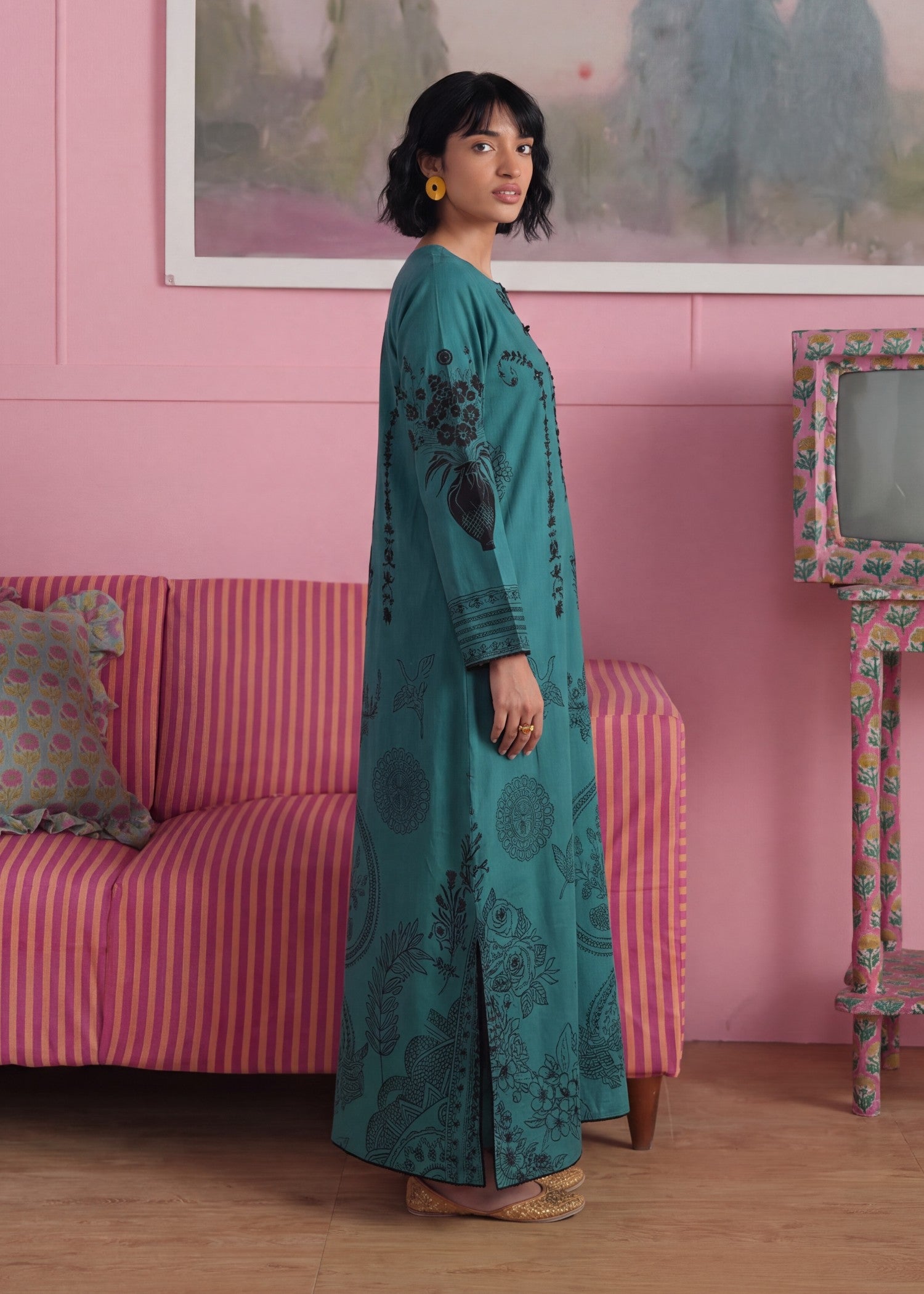 lawn Kaftan in Royal blue