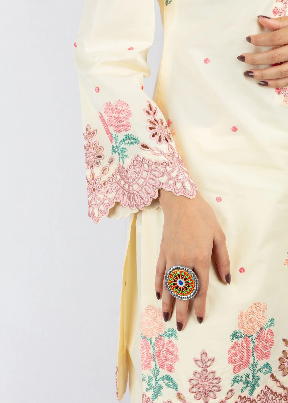 lawn cotton Kurta Set in Mellow yellow