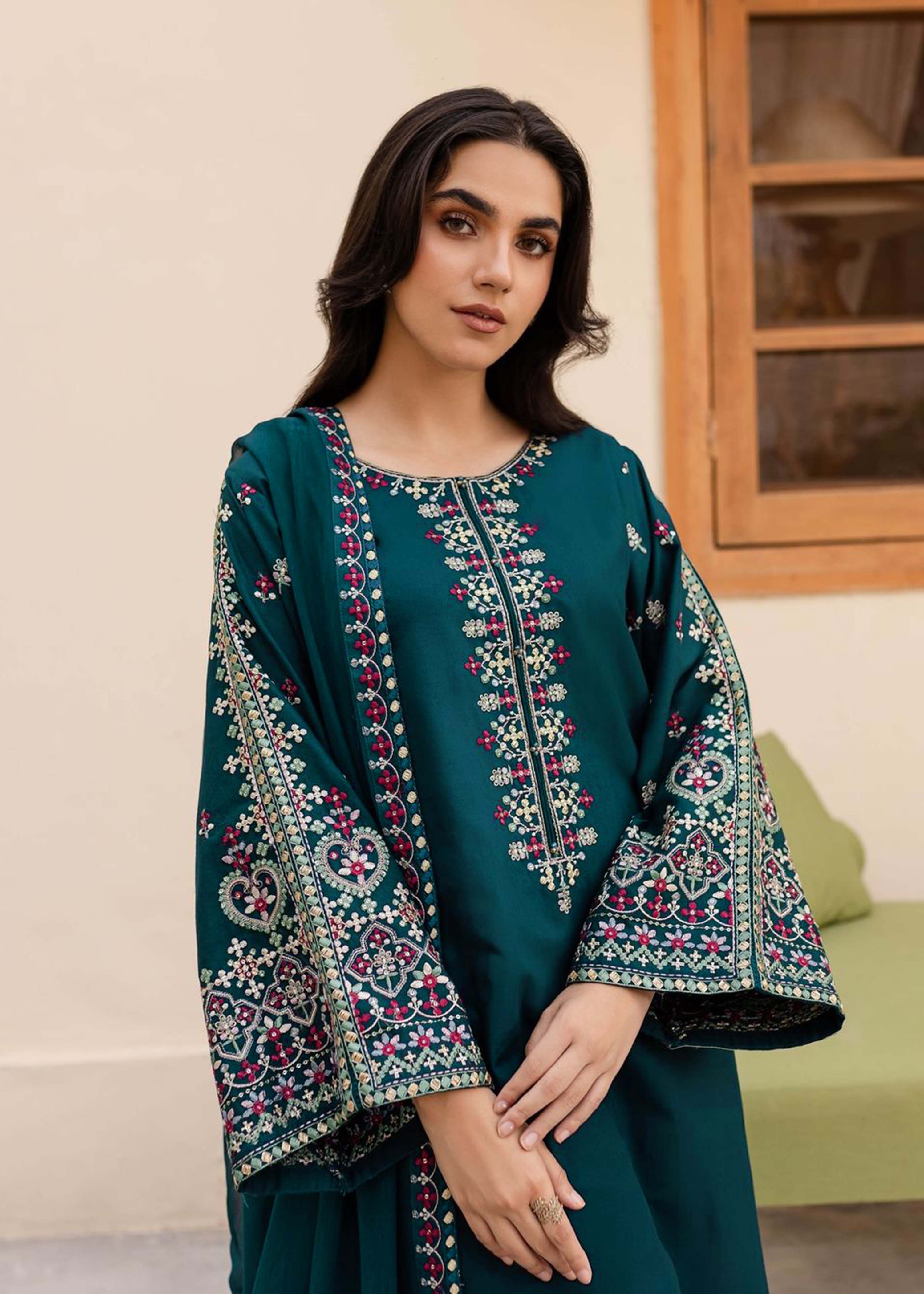 cotton Kurta Set in Teal