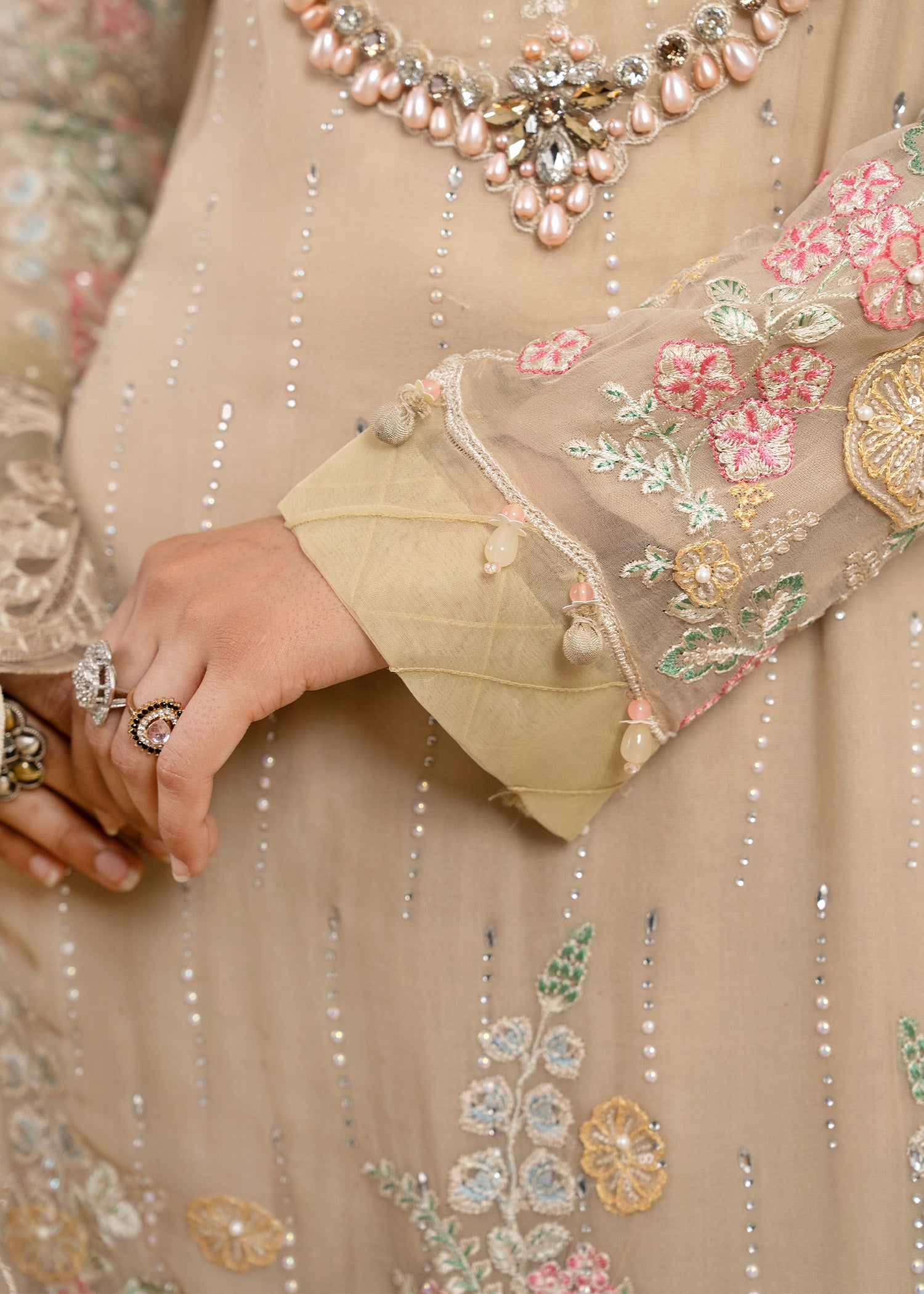 chiffon Kurta Set in Tan brown