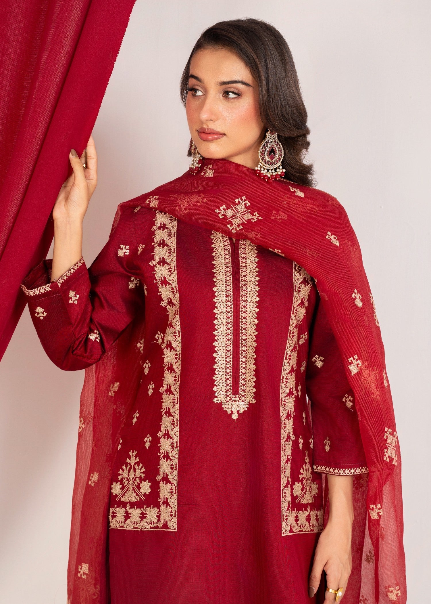 cotton masuri Kurta Set in Maroon